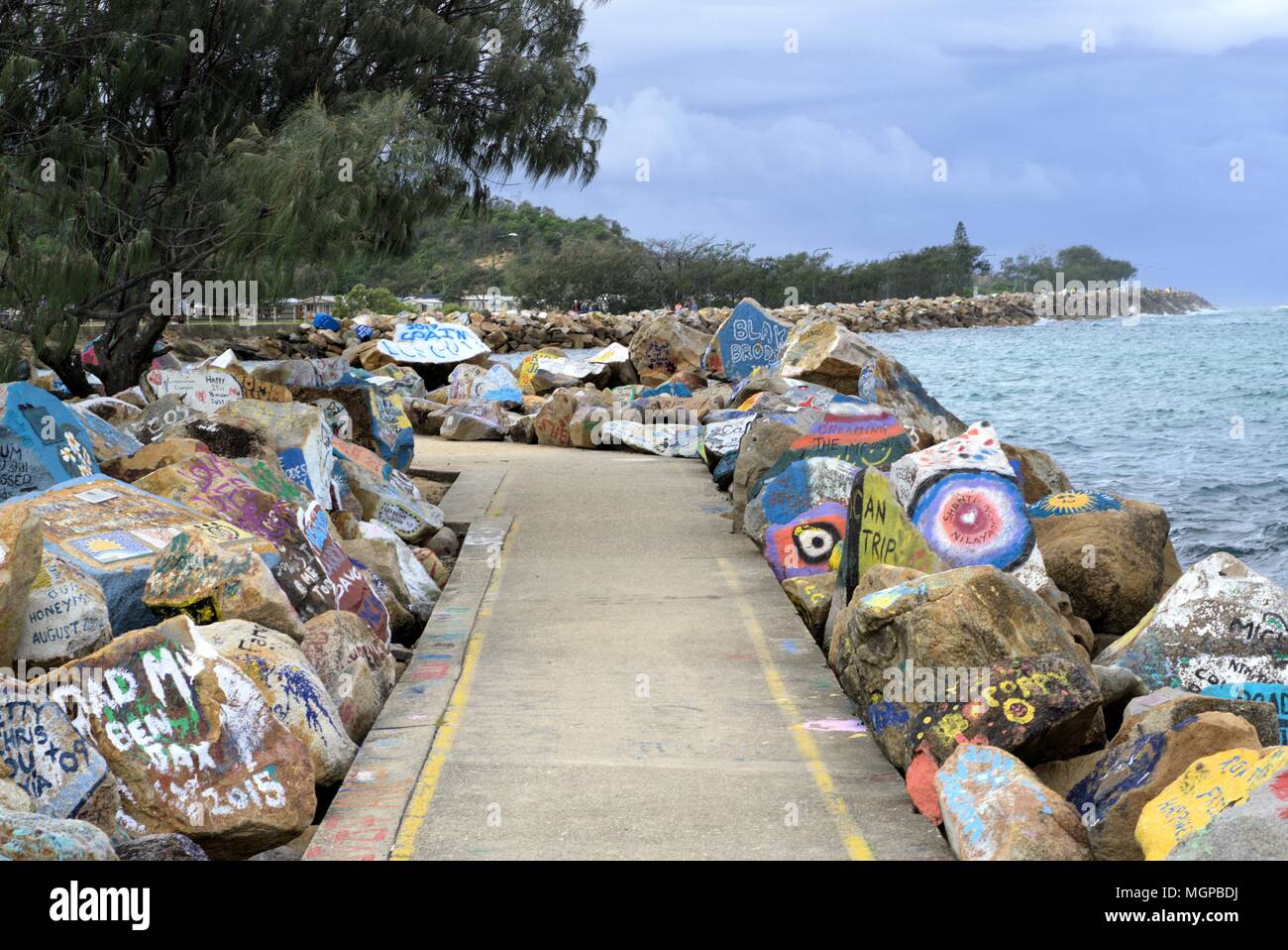 Painted Rocks In Australian Town Of Nambucca Heads Breakwater In Australia Australian River Stock Photo Alamy