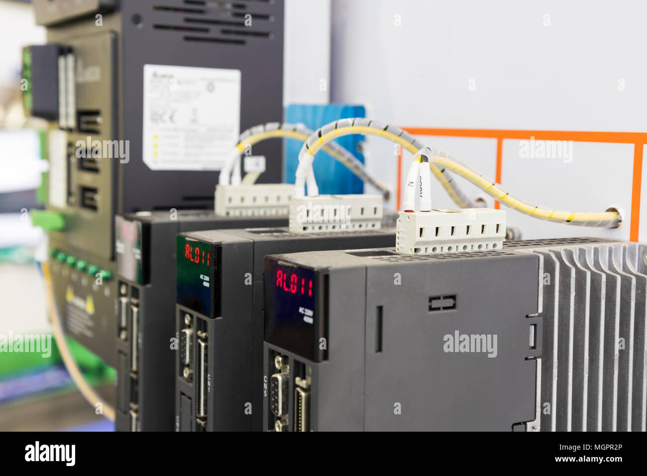 the PLC Controller for industrial machine ; close up