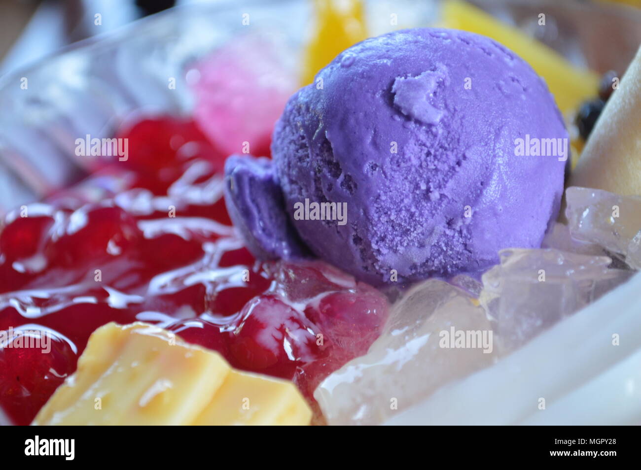 The nutritious pinoy halo-halo with ice cream Stock Photo