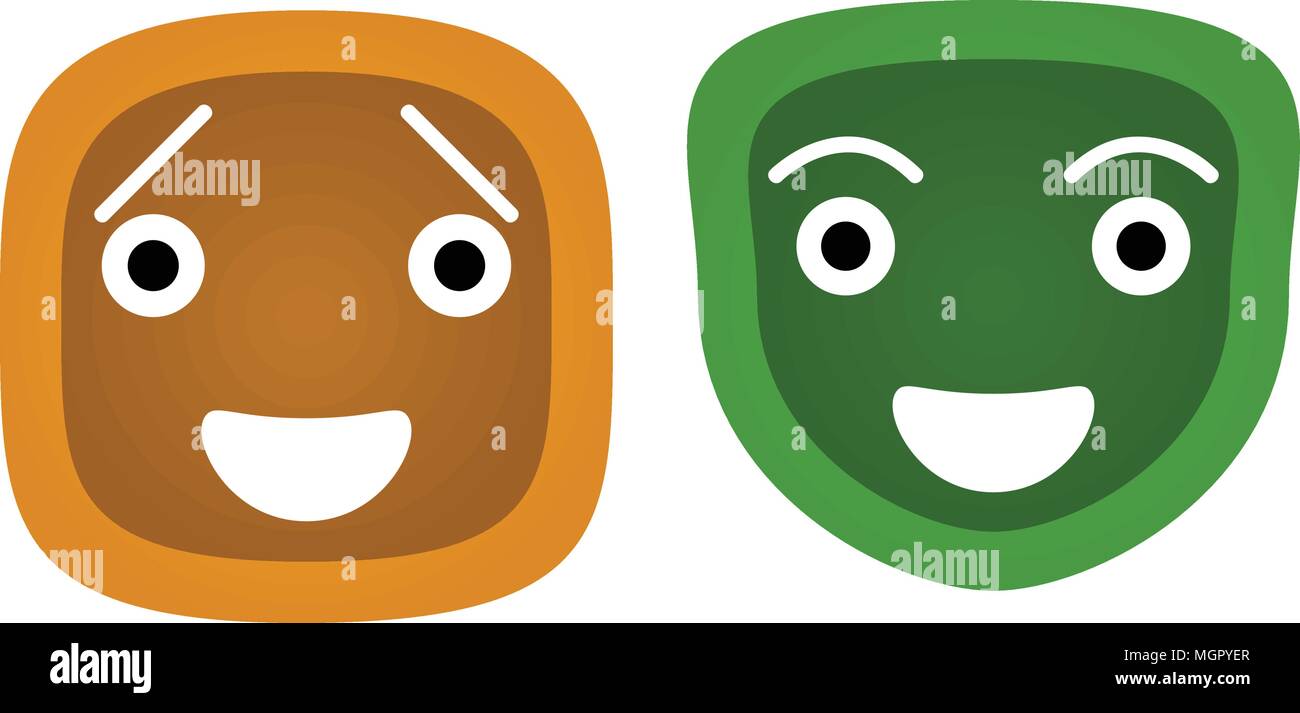Happy smiley face icons, flat style on white background Stock Vector ...