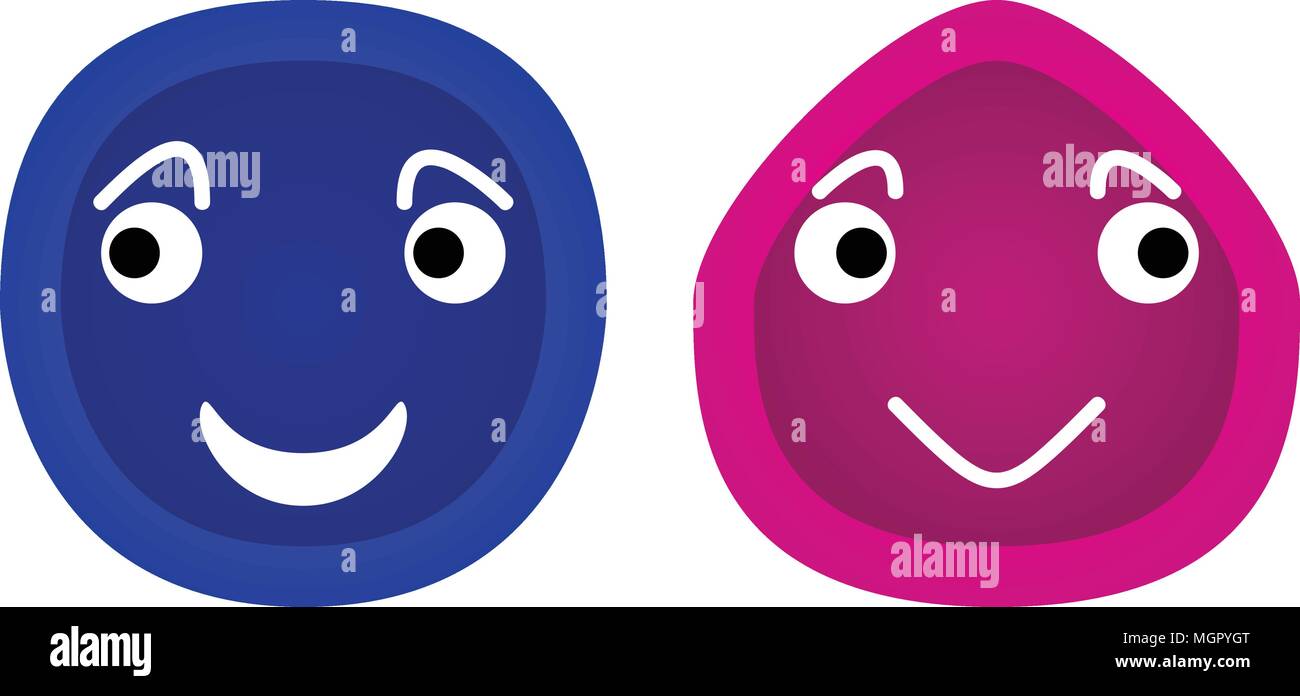 Happy smiley face icons, flat style on white background Stock Vector ...