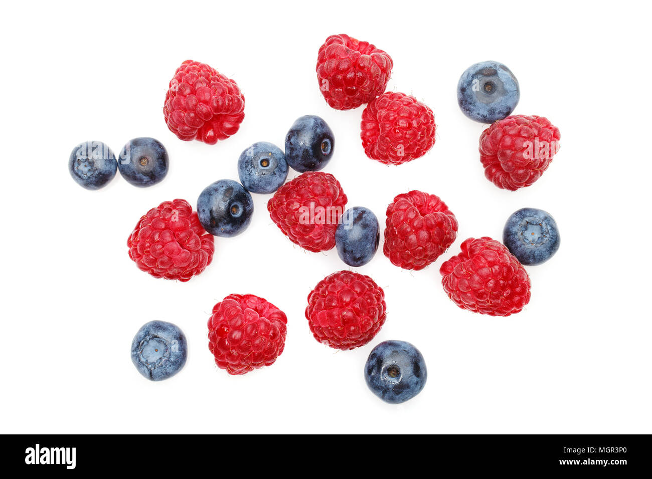 blueberry and raspberry berries isolated on white background Stock Photo Alamy