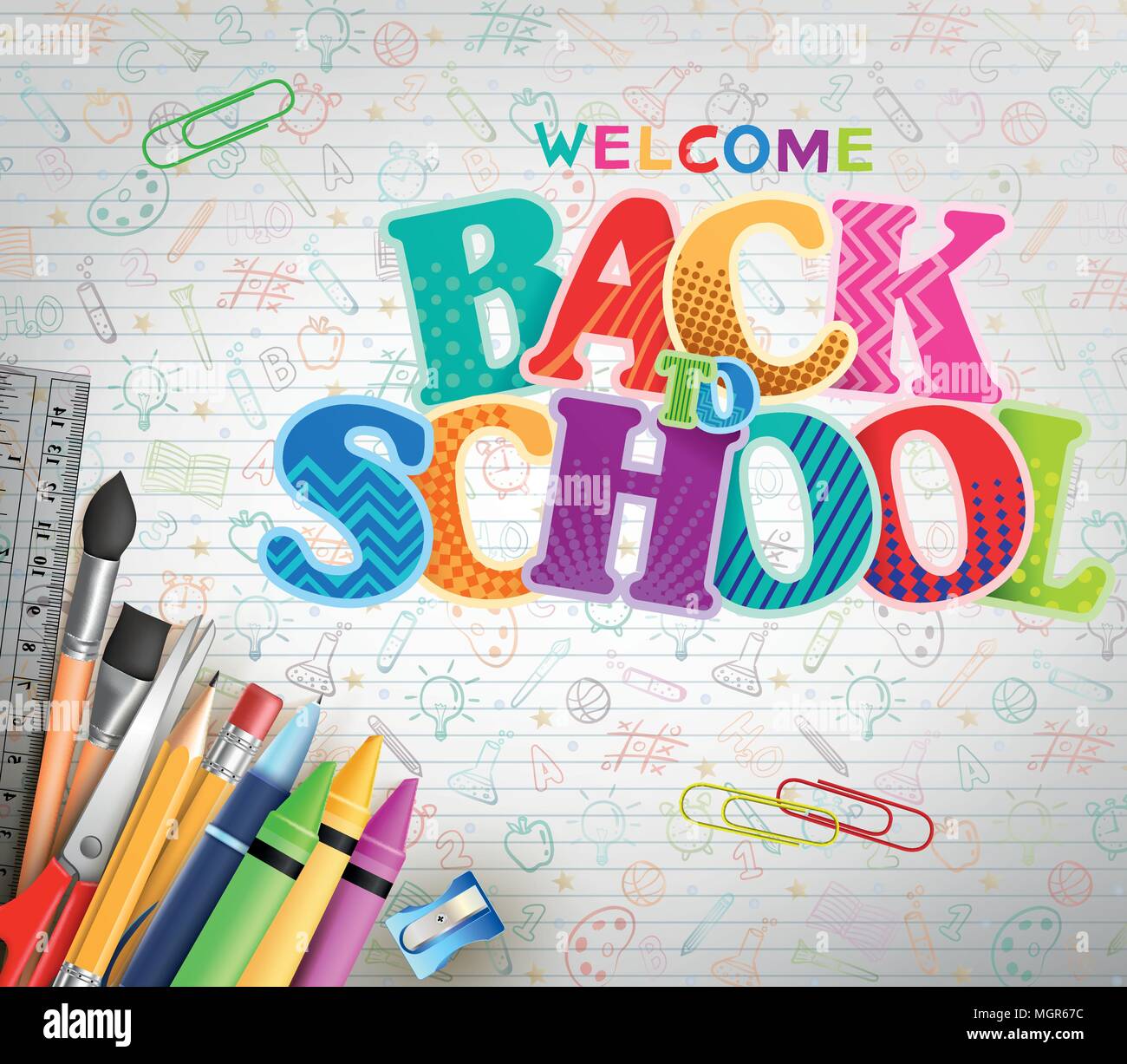 Creative Back To School Banner Text With Different Colors And