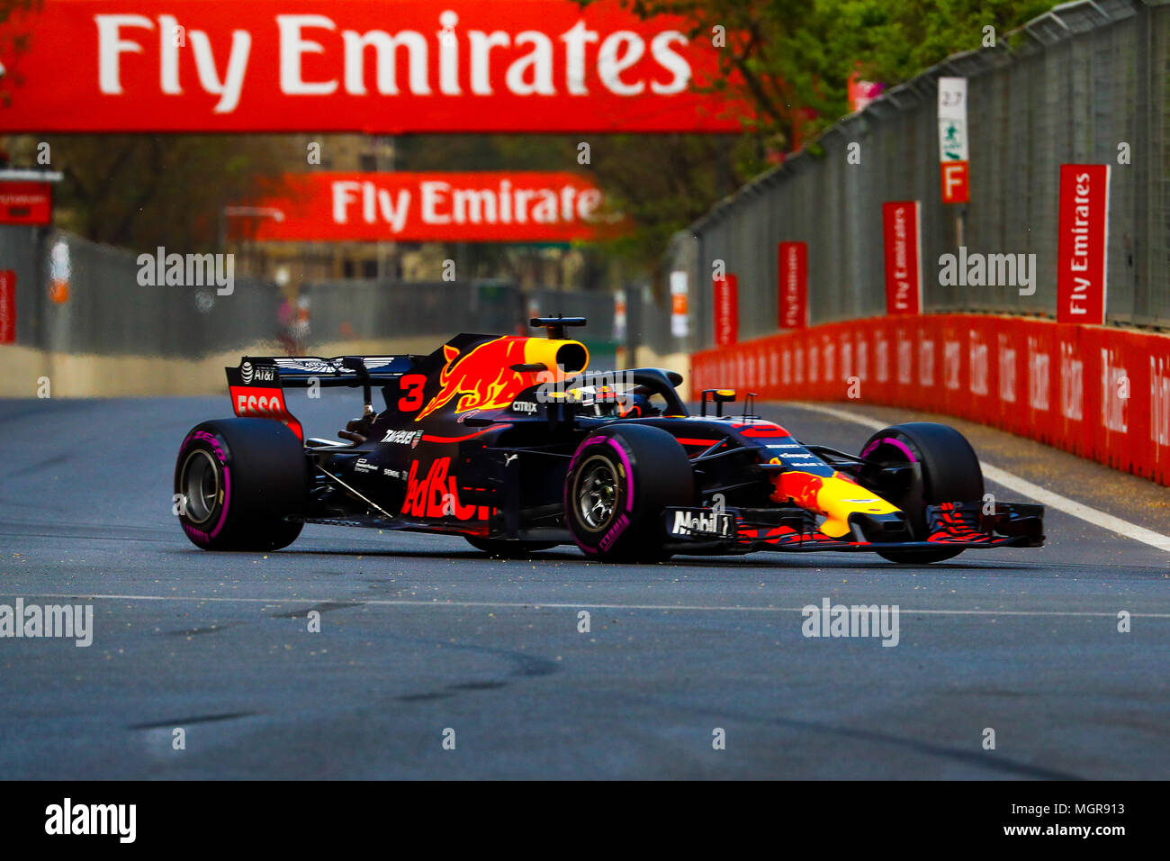 Baku Azerbaijan 28th Apr 2018 Baku Azerbaijan Daniel Ricciardo Of Australia Driving The 33 Red Bull Racing Tag Heuer Team On Track During Qualifying For The Azerbaijan Formula One Grand Prix At