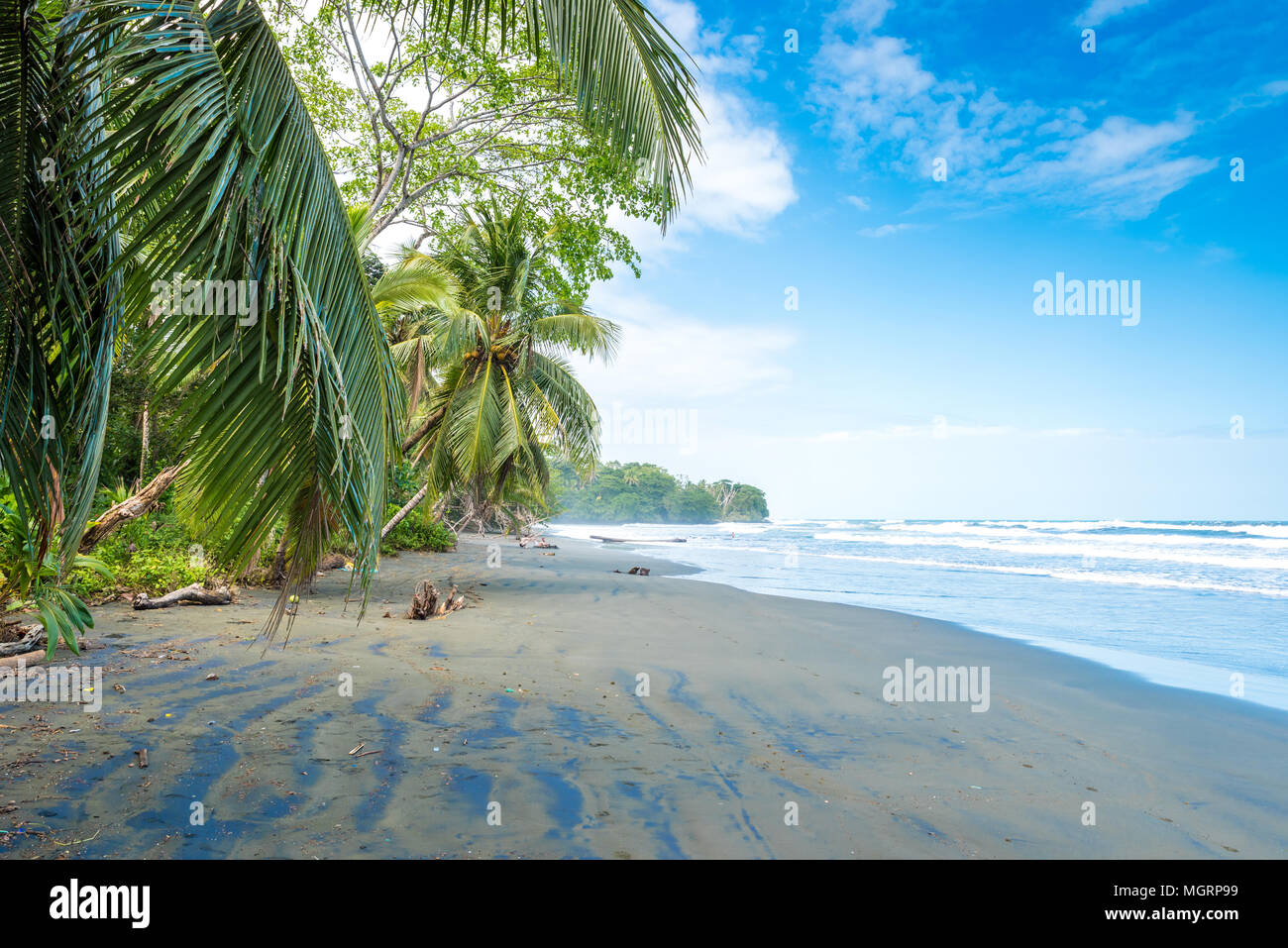 Playa Negra black beach at Cahuita, Limon Costa Rica tropical and