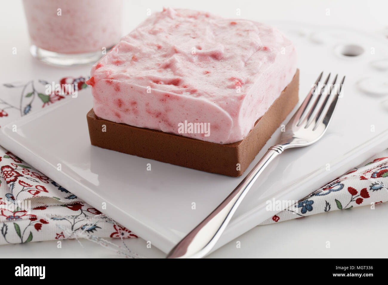 Chocolate agar jelly topped with raspberry mousse Stock ...