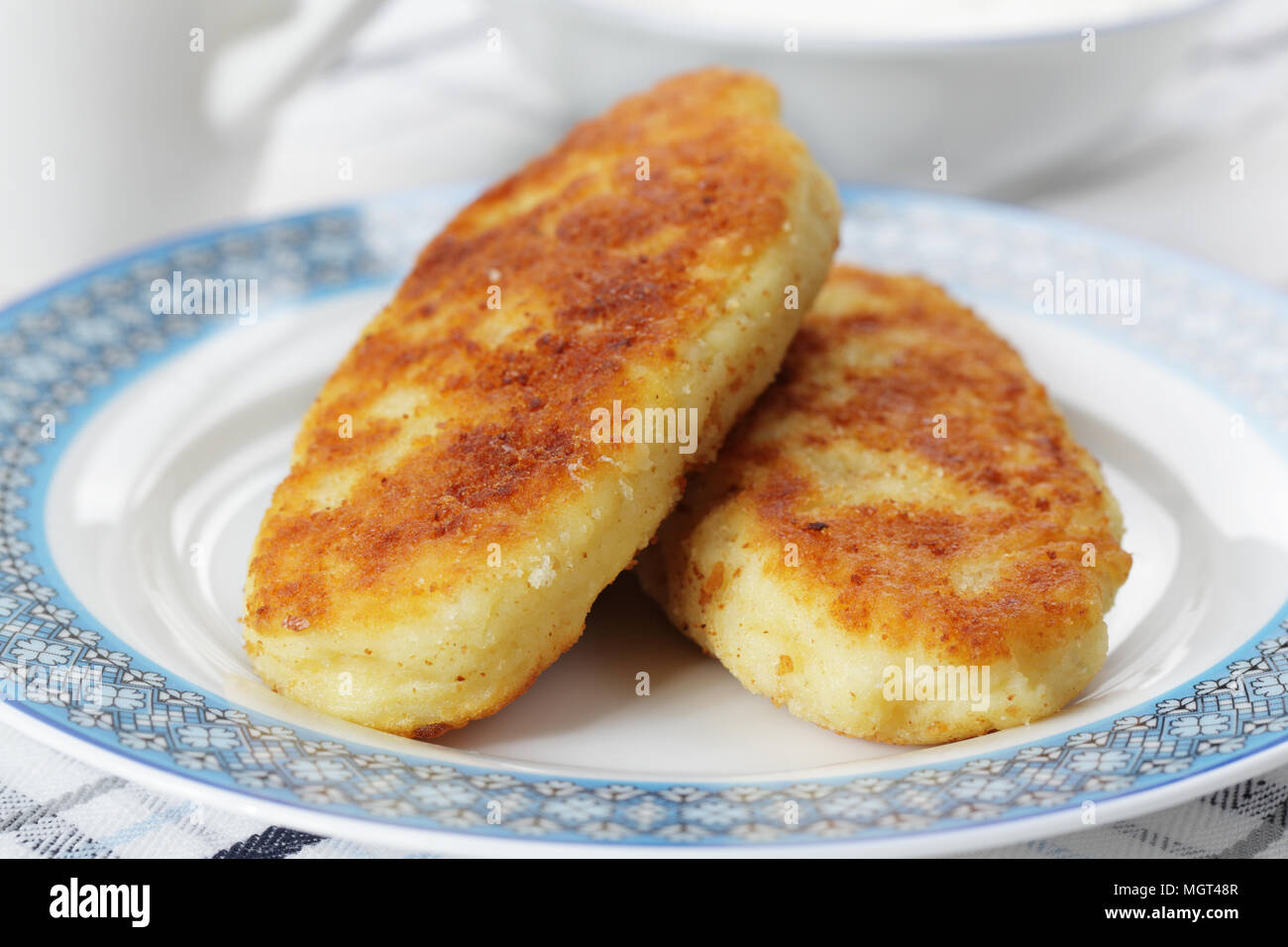 Zrazas, ukrainian potato patties with mushrooms Stock Photo