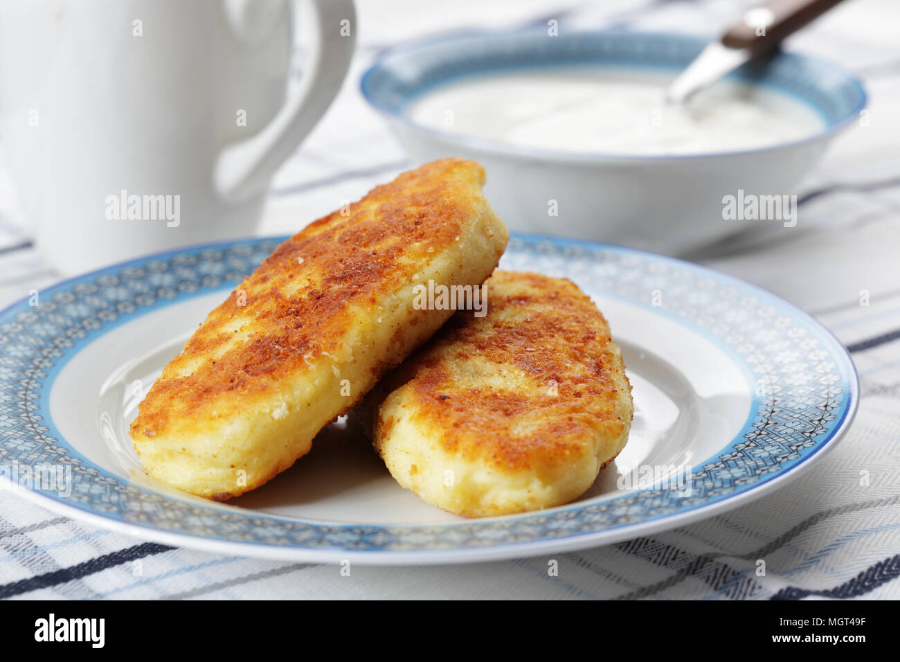 Zrazas, ukrainian potato patties with mushrooms Stock Photo