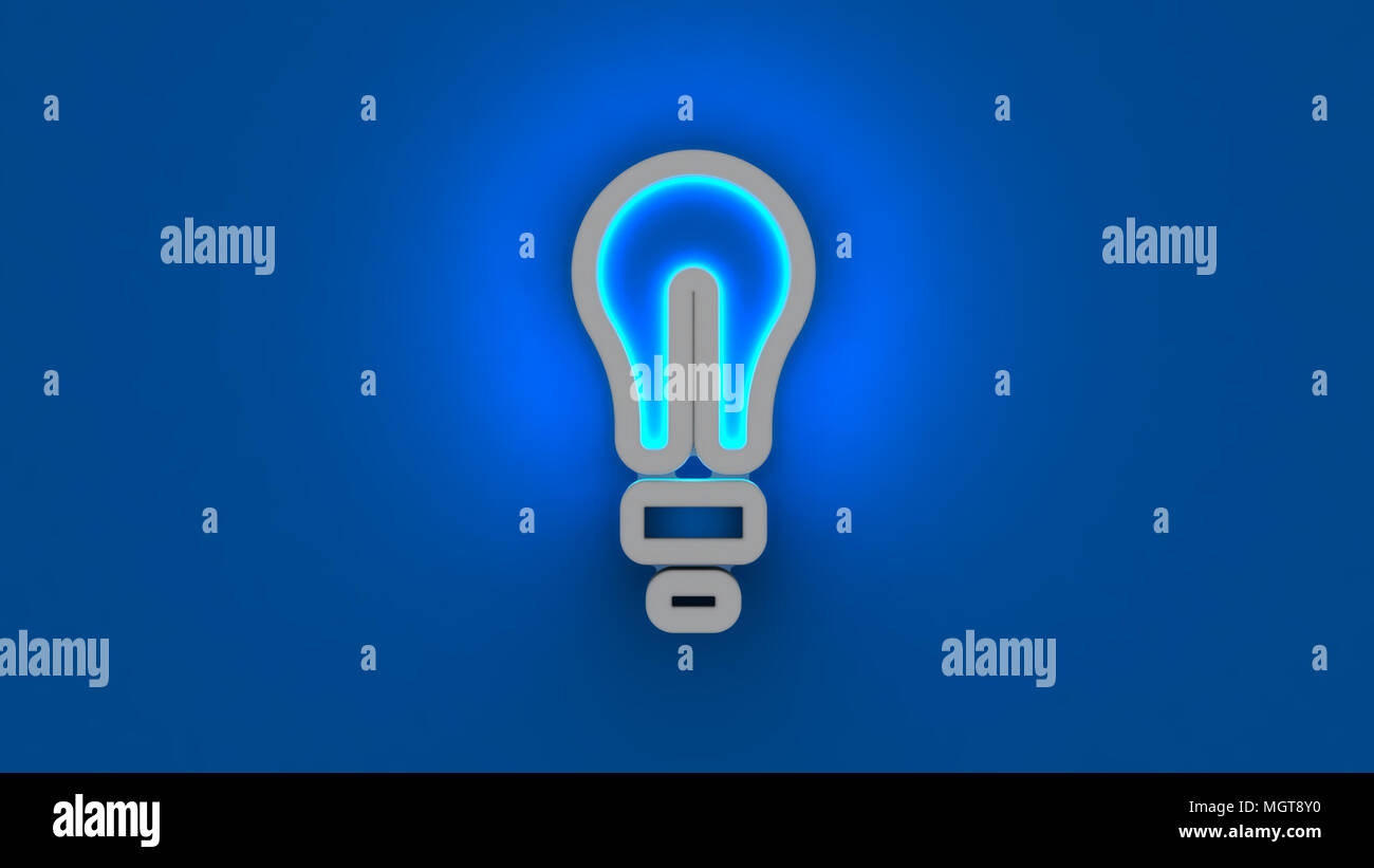 Concept of successful idea inspired by bulb shape on blue background. 3d illustration. Set for design presentations. Stock Photo