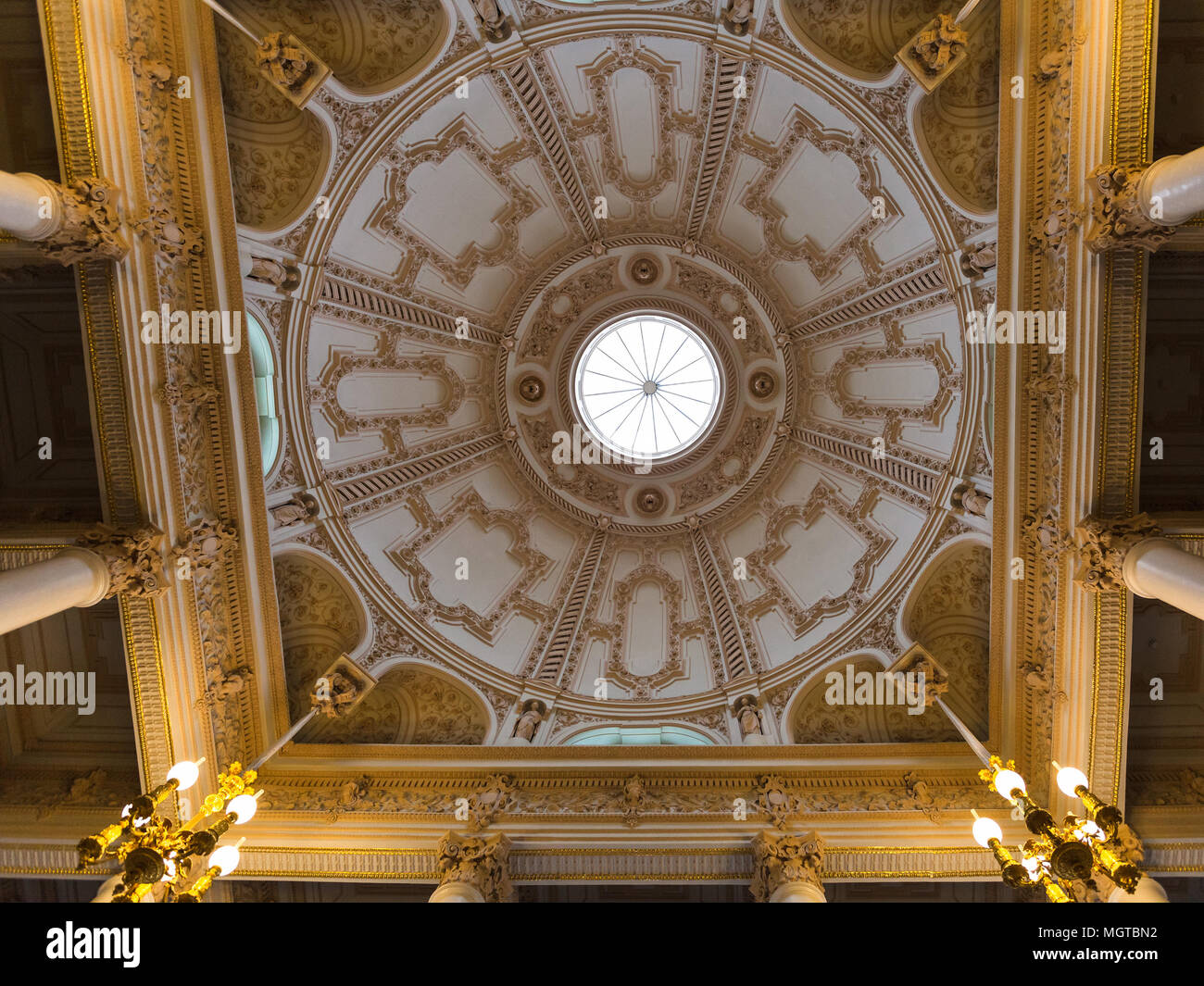 SAINT PETERSBURG, RUSSIA - MARCH 19, 2018: dome in Faberge Museum in Shuvalov Palace in Saint Petersburg city. The Palace has housed the Faberge Museu Stock Photo