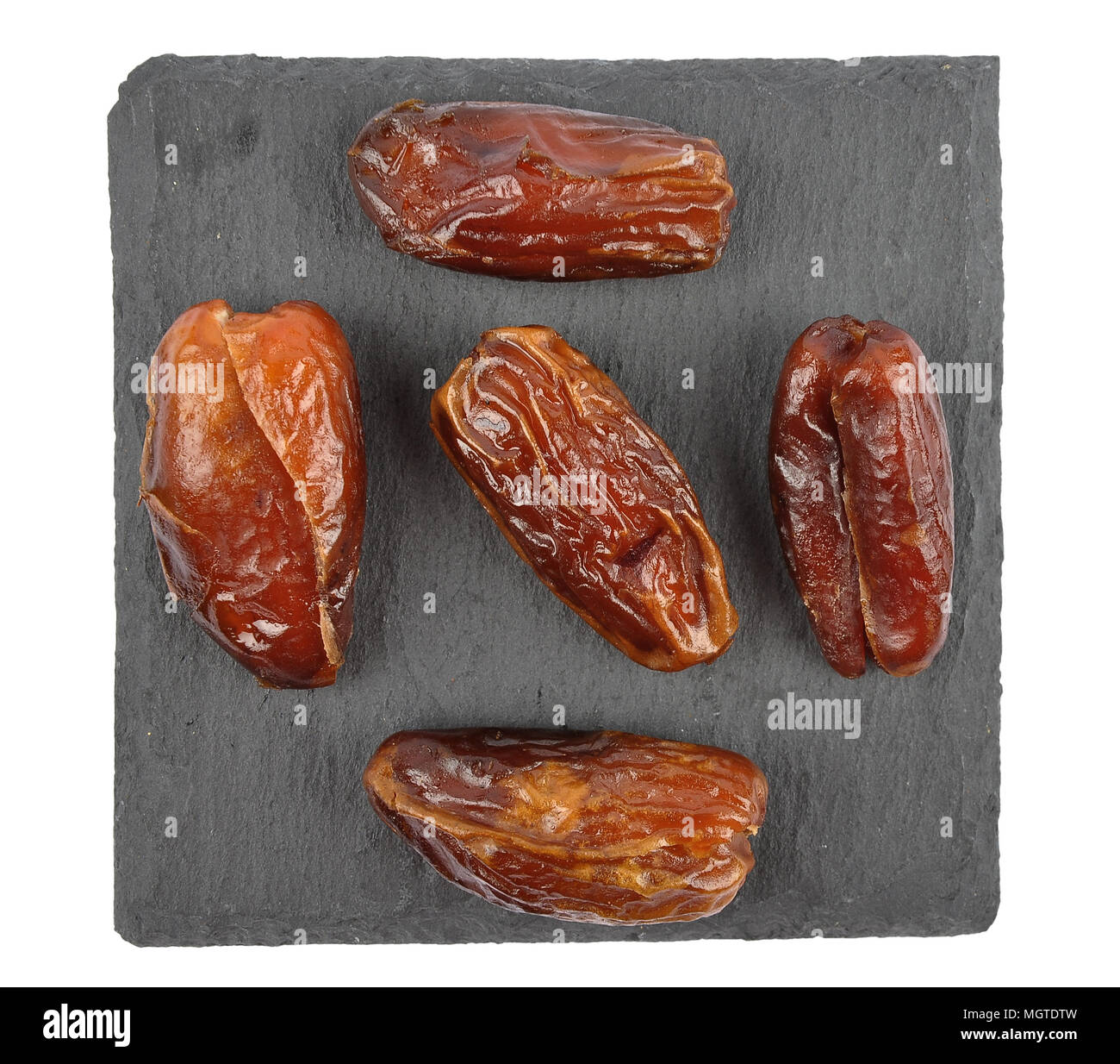 Dates on slate isolated Stock Photo