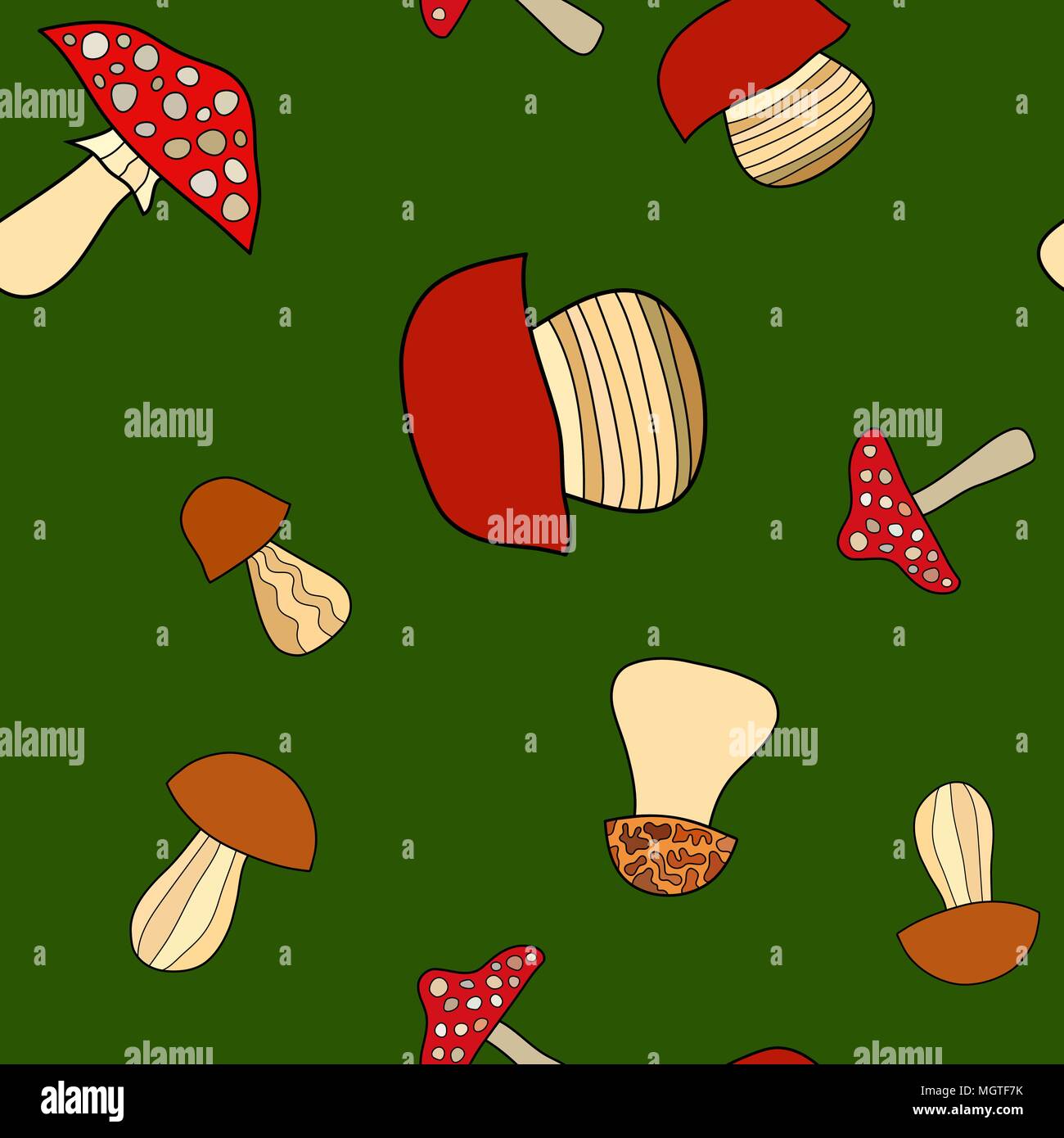 abstract vector doodle mushroom seamless pattern Stock Vector