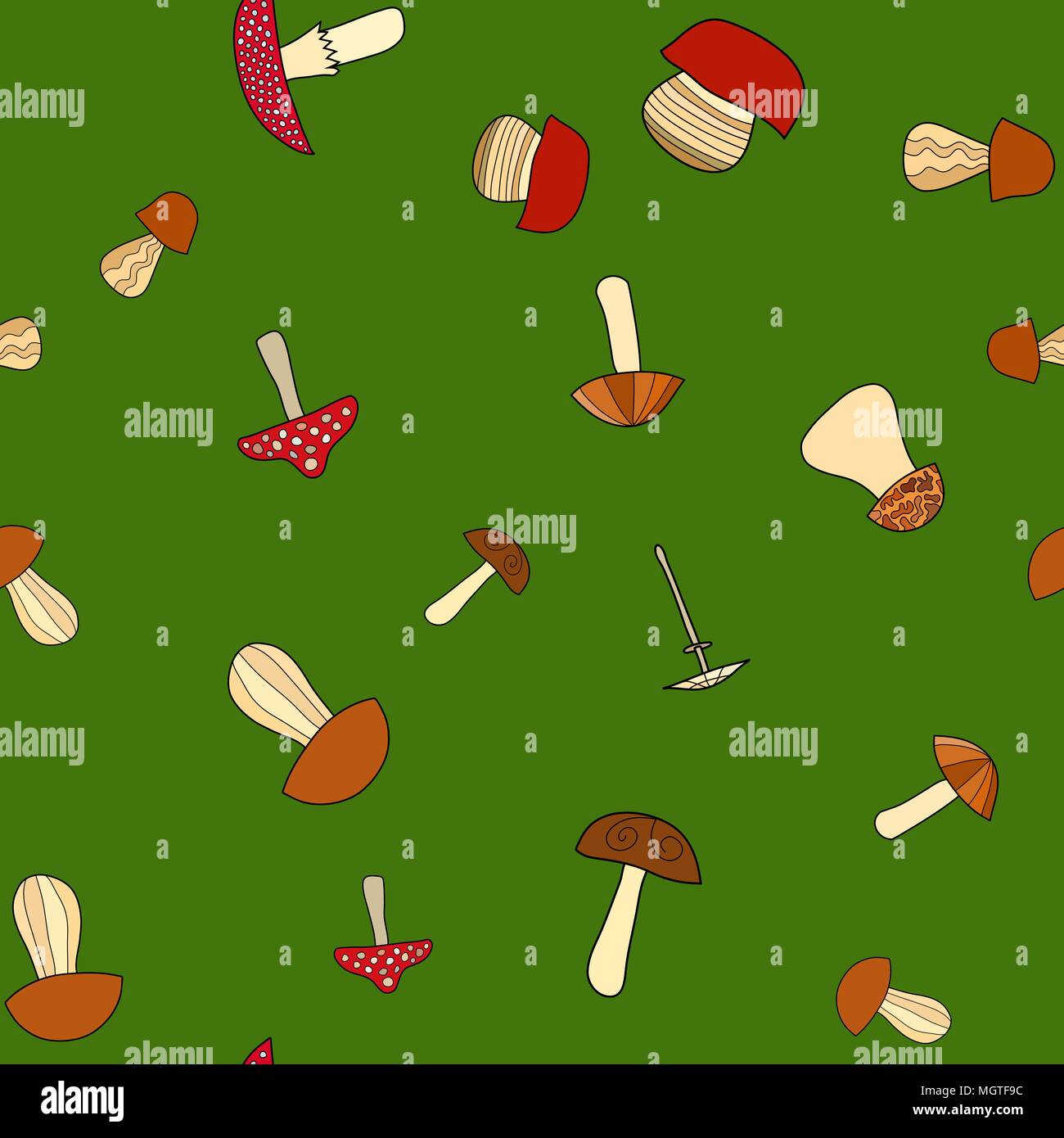 abstract vector doodle mushroom seamless pattern Stock Vector