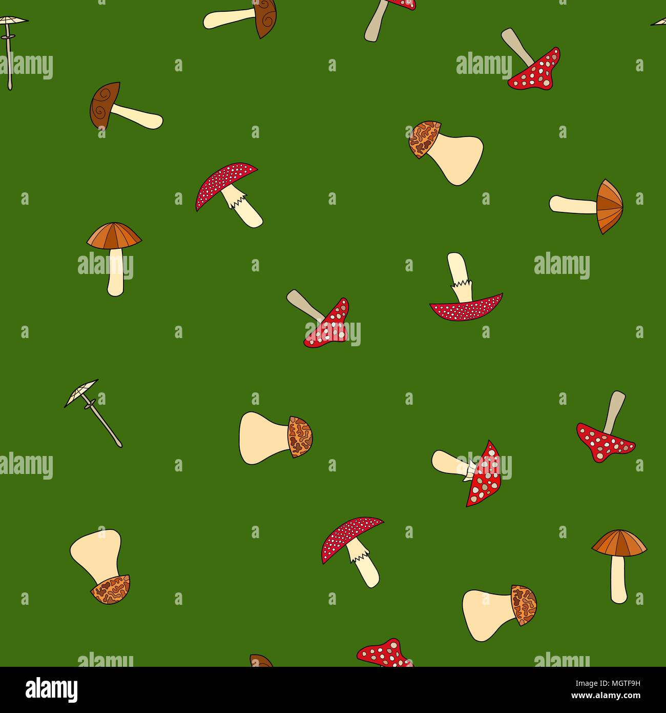 abstract vector doodle mushroom seamless pattern Stock Vector