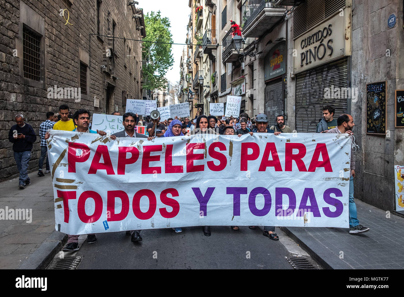 Barcelona Spain 28th Apr 2018 A Large Banner With The Text