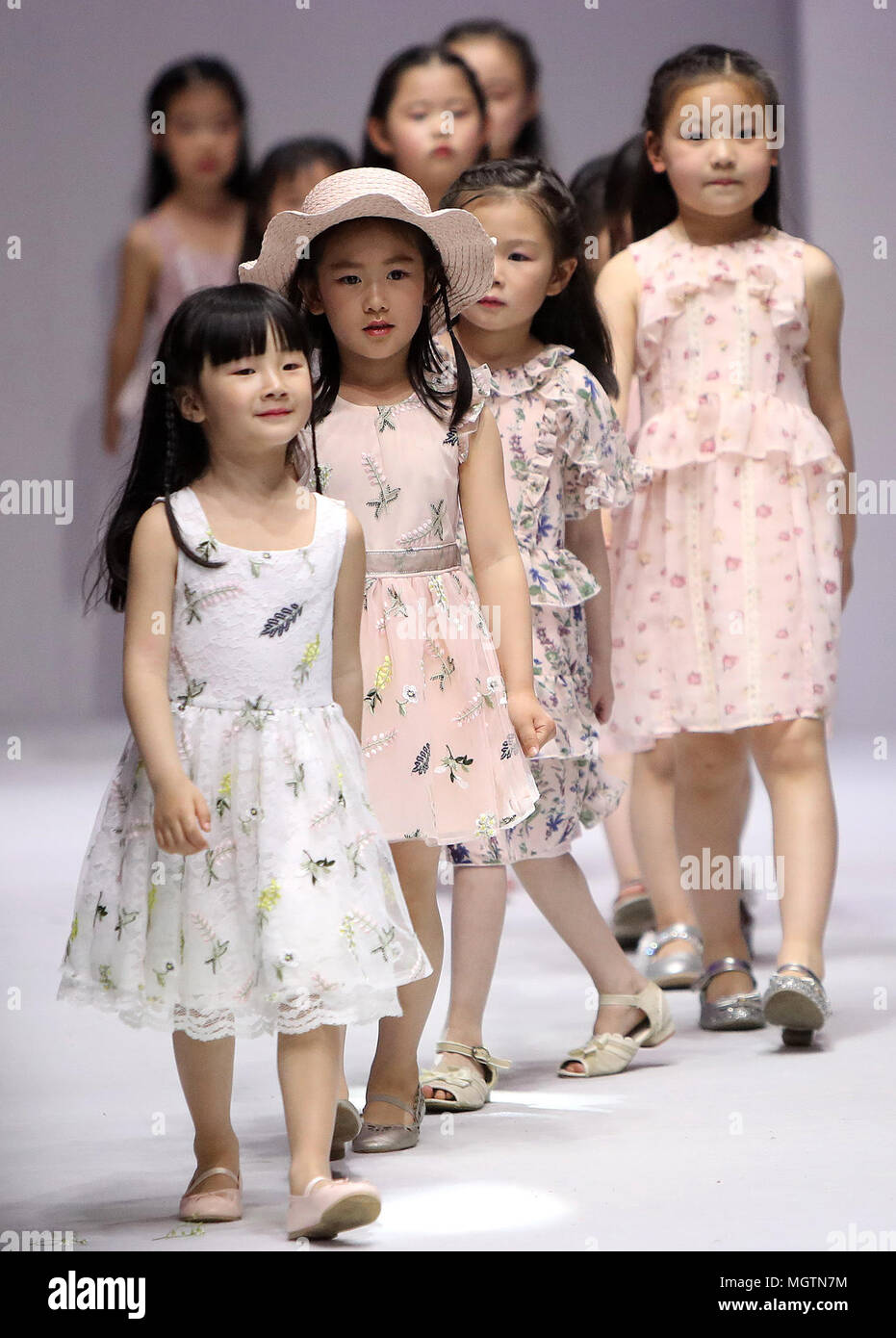 Shanghai, China. 29th Apr, 2018. Children models show the creations of ...