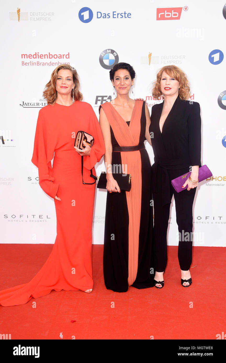 Marie Baumer, Emily Atef and Birgit Minichmayr at the presentation of the German Film Prize 2018 at Messe Berlin. Berlin, 27.04.2018 | usage worldwide Stock Photo