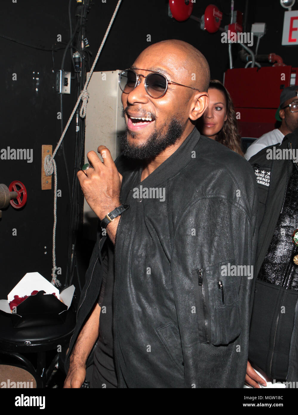 April 28-New York, New York: Recording Artist/Actor Yasiin Bey backstage during the Soul In The Horn Live: Presents Yasiin Bey curated by D'Prosper held at Sony Hall on April 28, 2018 in New York City Credit: Mpi43/MediaPunch Stock Photo