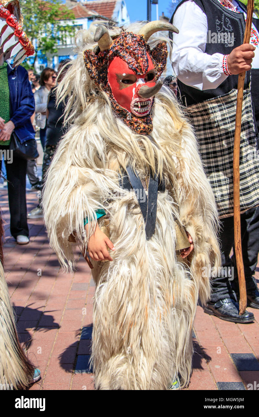 Carnival of masks Kukeri of folk traditions and rituals Bulgaria Varna 28.04.2018 Stock Photo