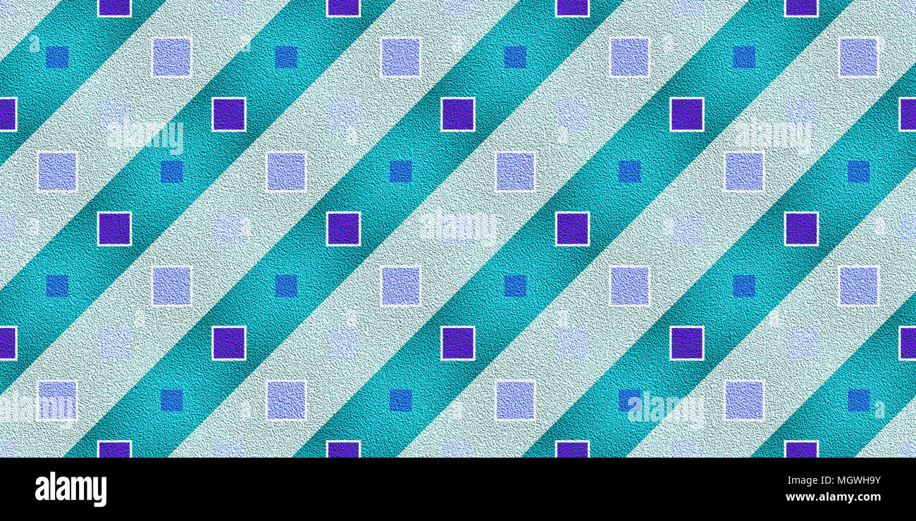 Blue Purple Seamless Modern Maya Pattern Background. Geometric Ethnic Ornament Texture. Aztec Decorative Backdrop. Stock Photo