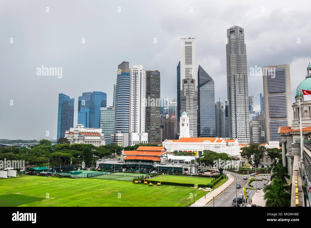 View over Singapore Cricket Club, Singapore Stock Photo