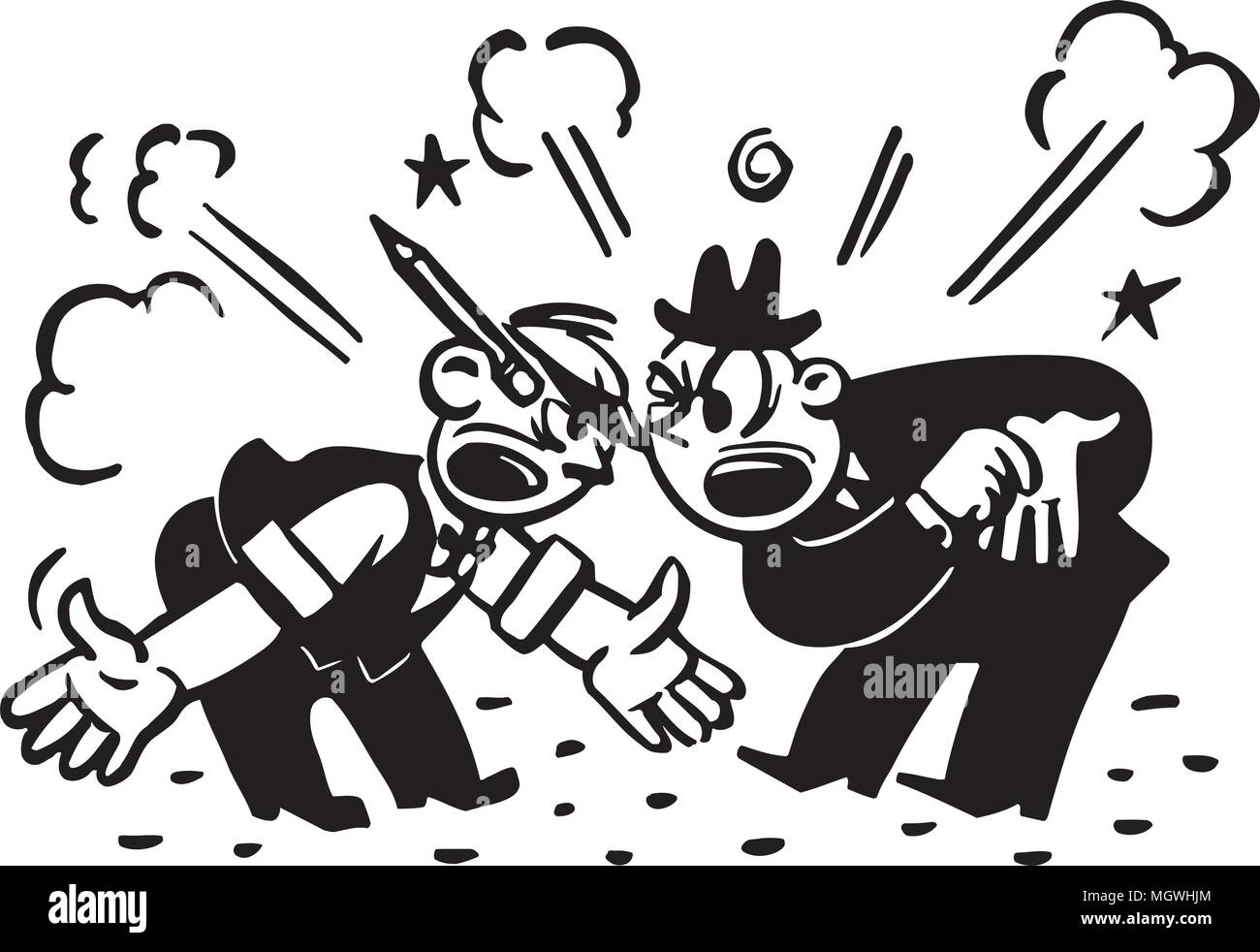 Two Men Arguing - Retro Clipart Illustration Stock Vector