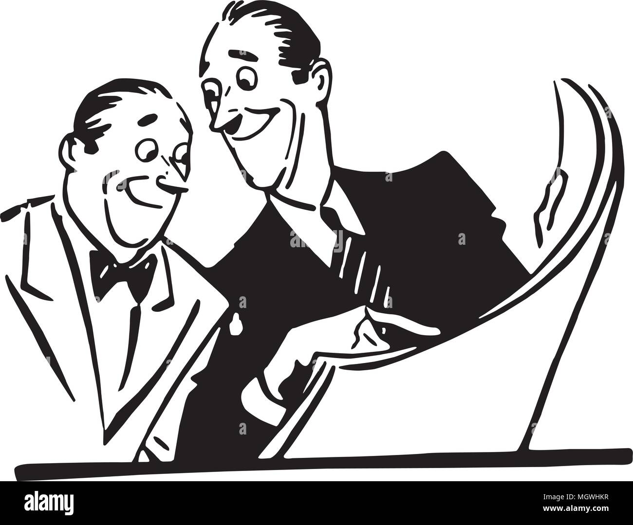 Two Men Reading Newspaper Retro Clipart Illustration Stock Vector Image Art Alamy