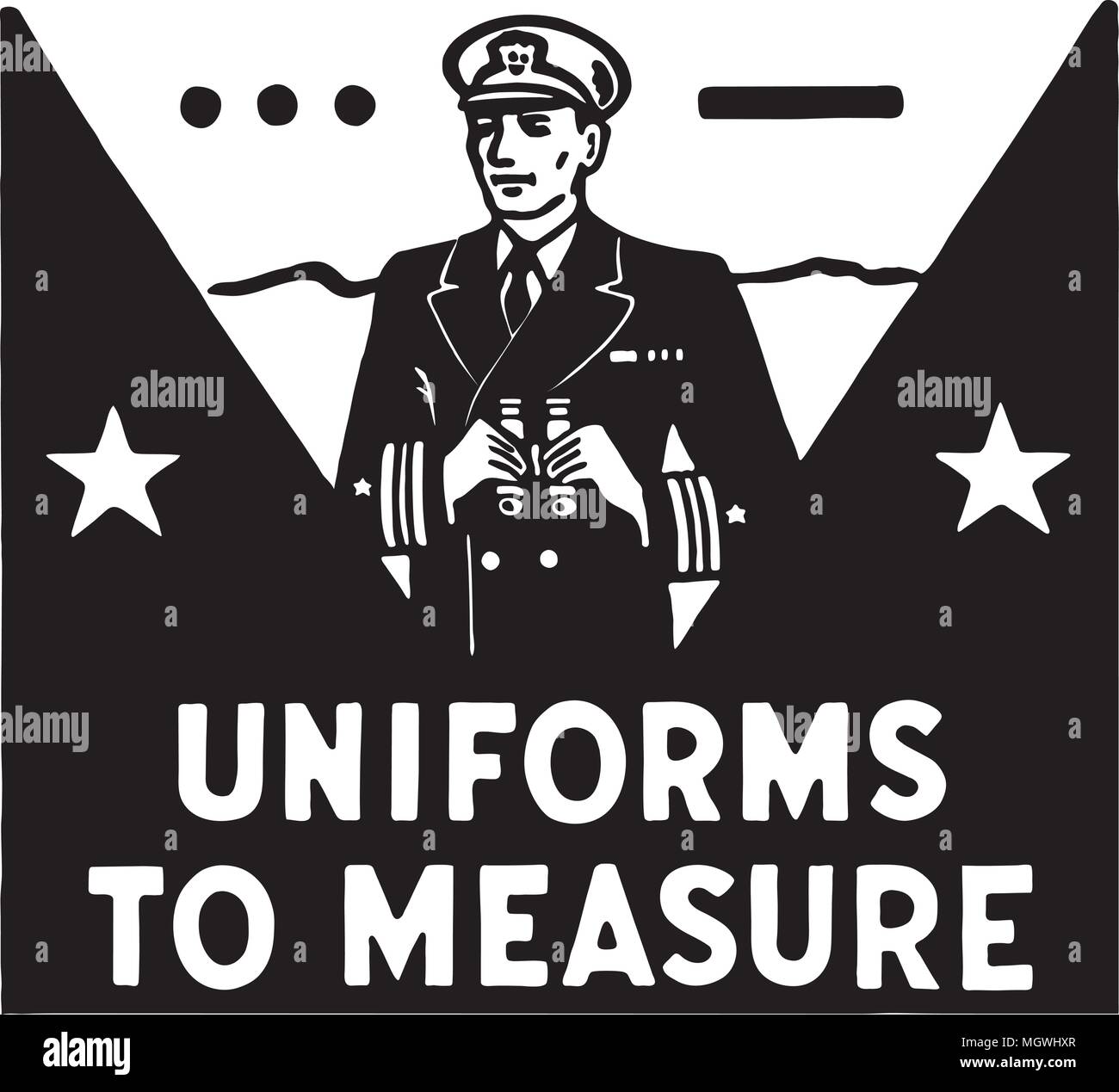Uniforms To Measure - Retro Ad Art Banner Stock Vector