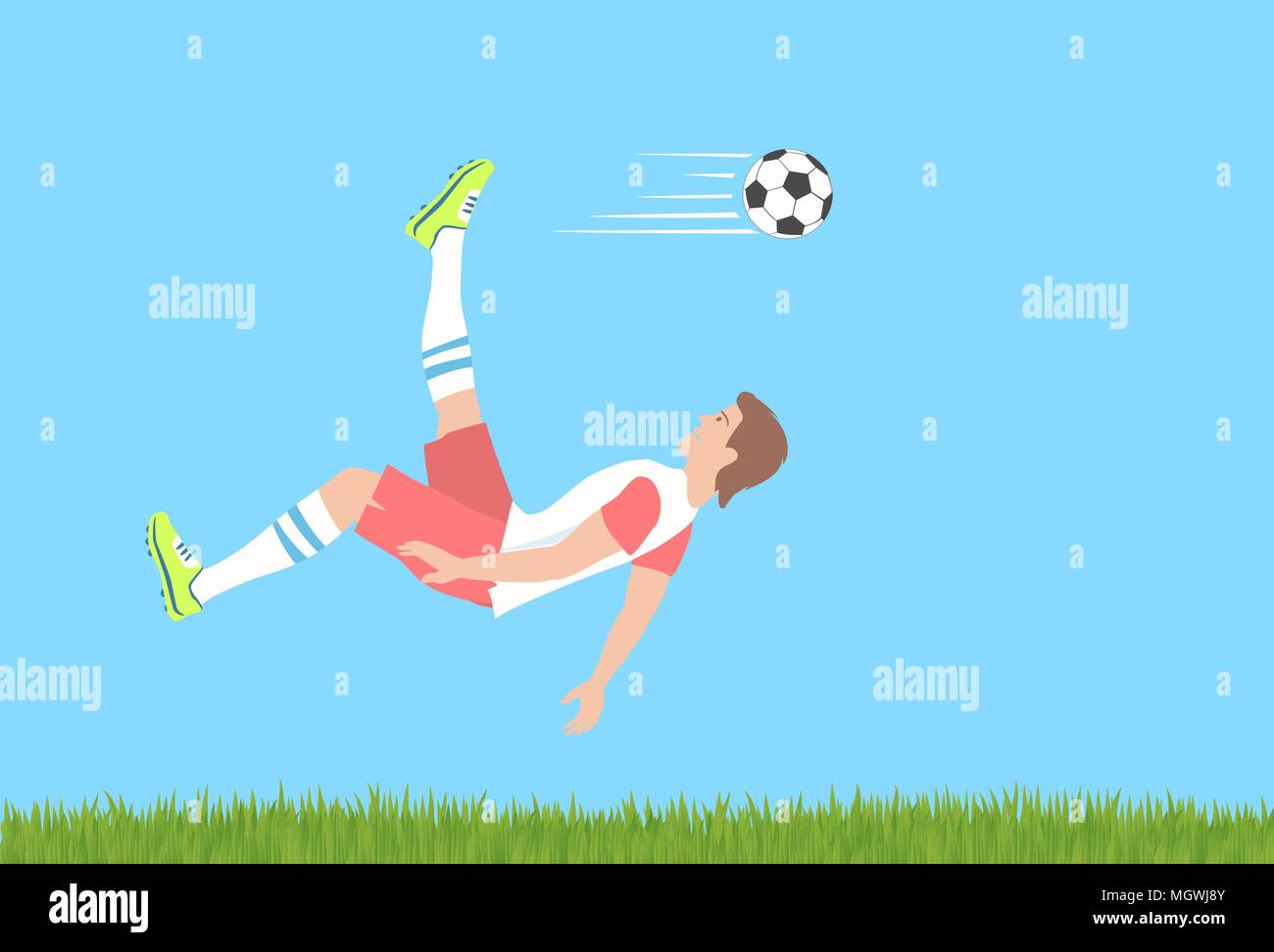 Soccer overhead kick. Stock Vector