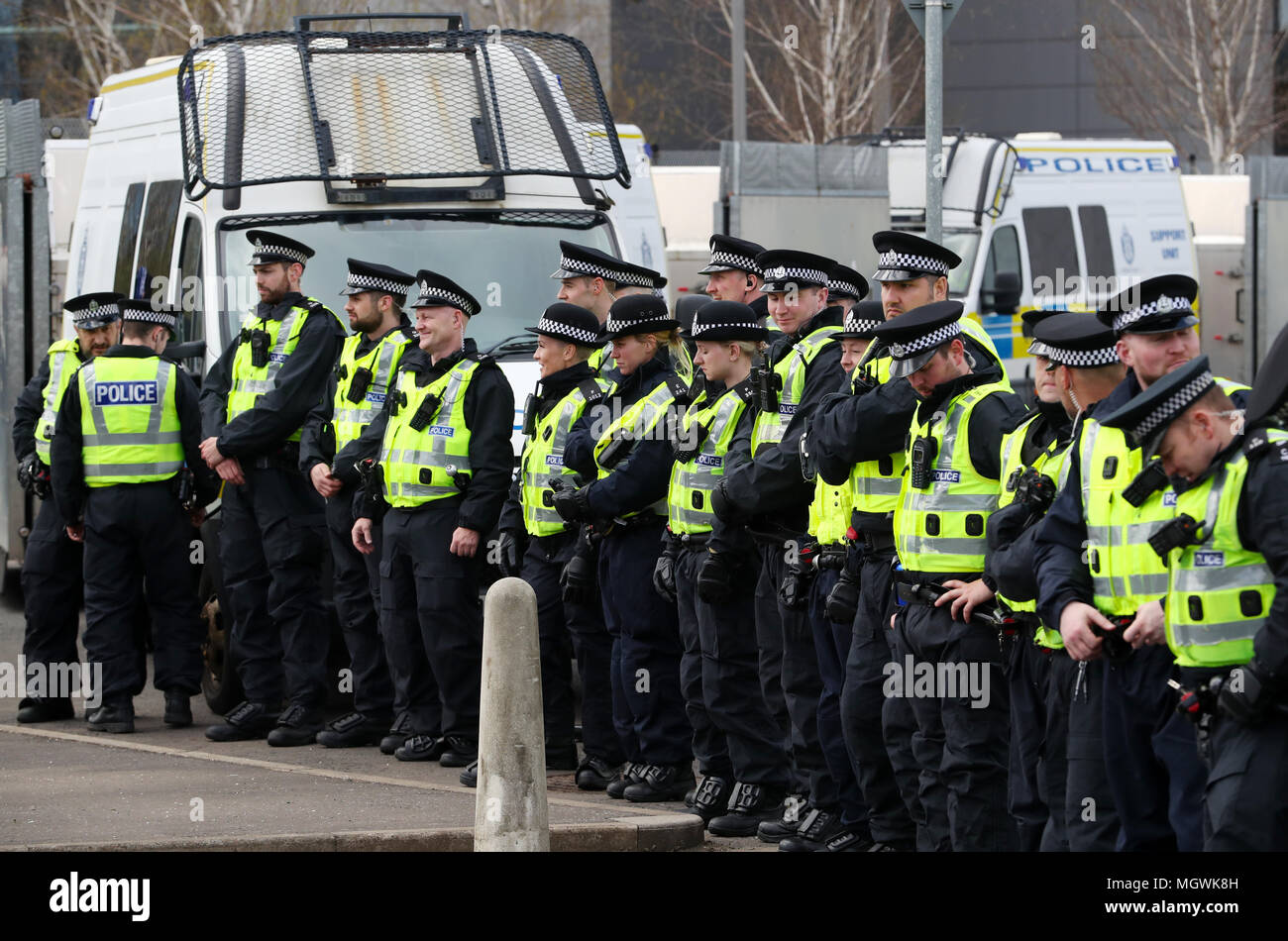 Police before the Ladbrokes Scottish Premiership match at Celtic Park ...