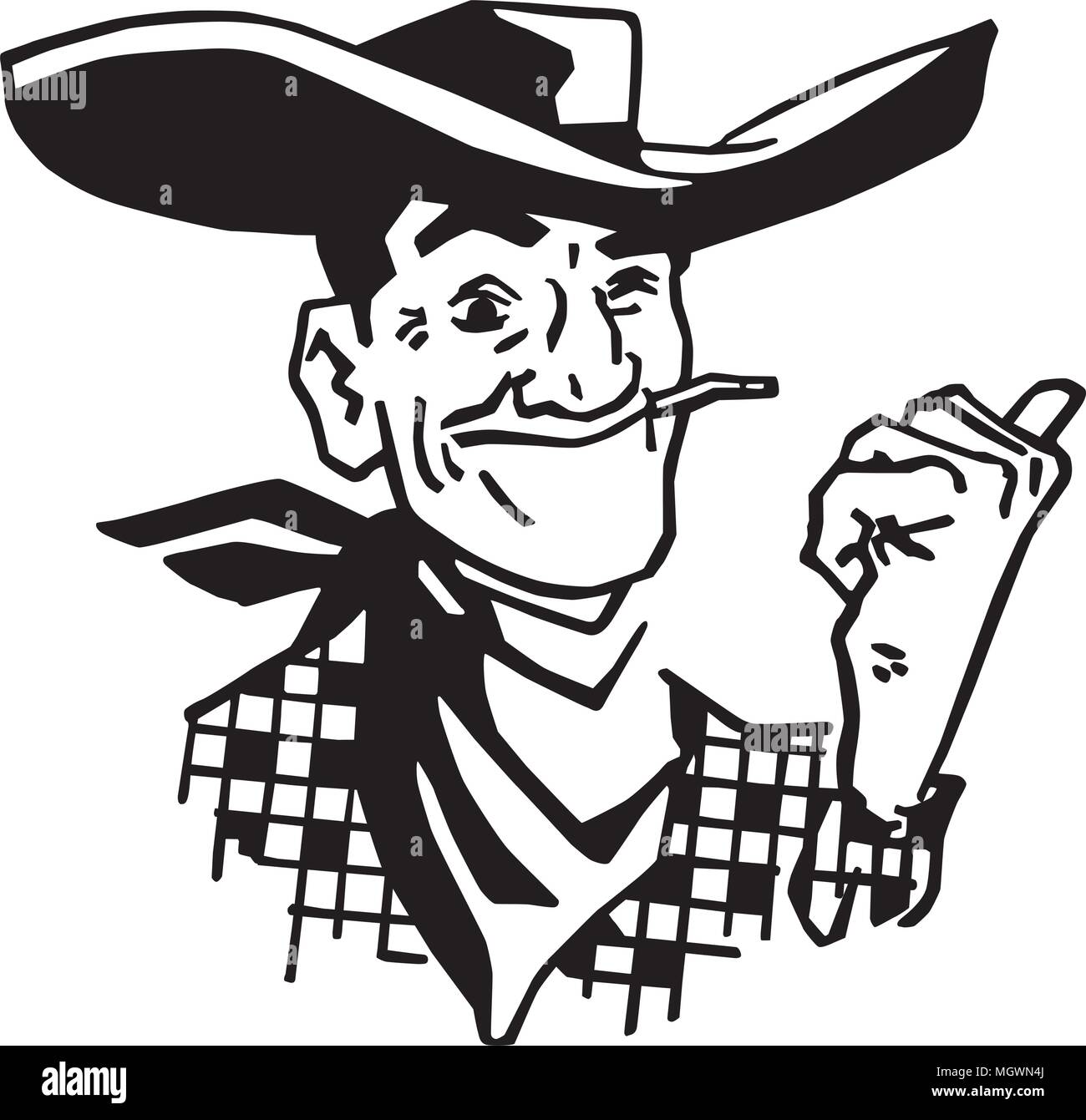 Vegas Cowboy - Retro Clipart Illustration Stock Vector