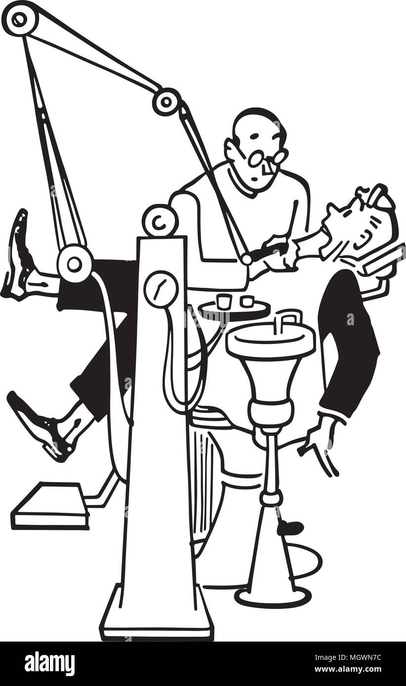 Visit To The Dentist - Retro Clipart Illustration Stock Vector