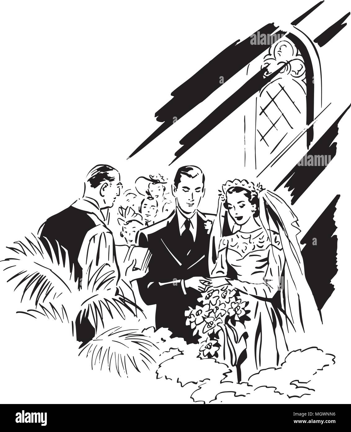 Wedding Ceremony - Retro Clipart Illustration Stock Vector Image ...