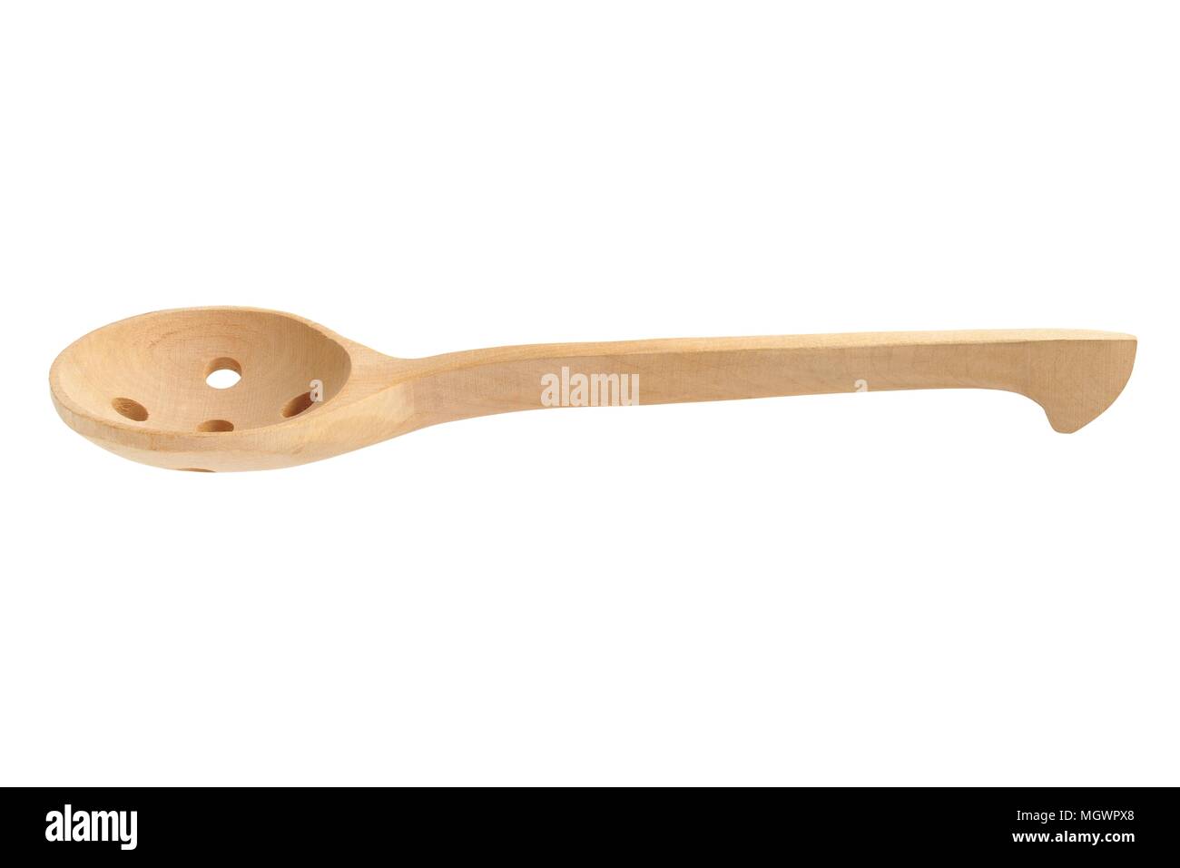 Wooden colander spoon isolated on white background Stock Photo Alamy