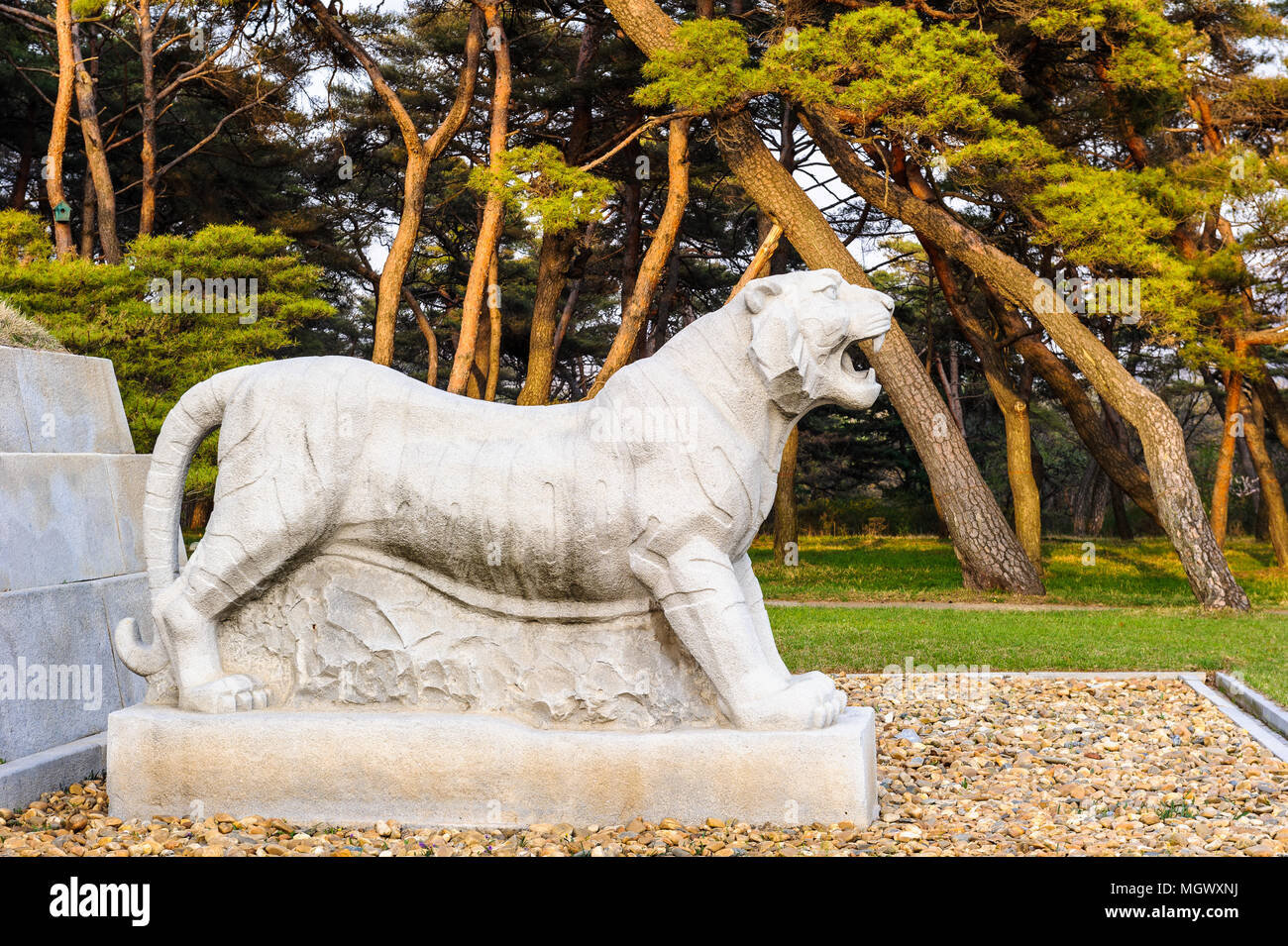 Tiger statue on the Road to the tombs of Ancient Koguryo Kingdom
