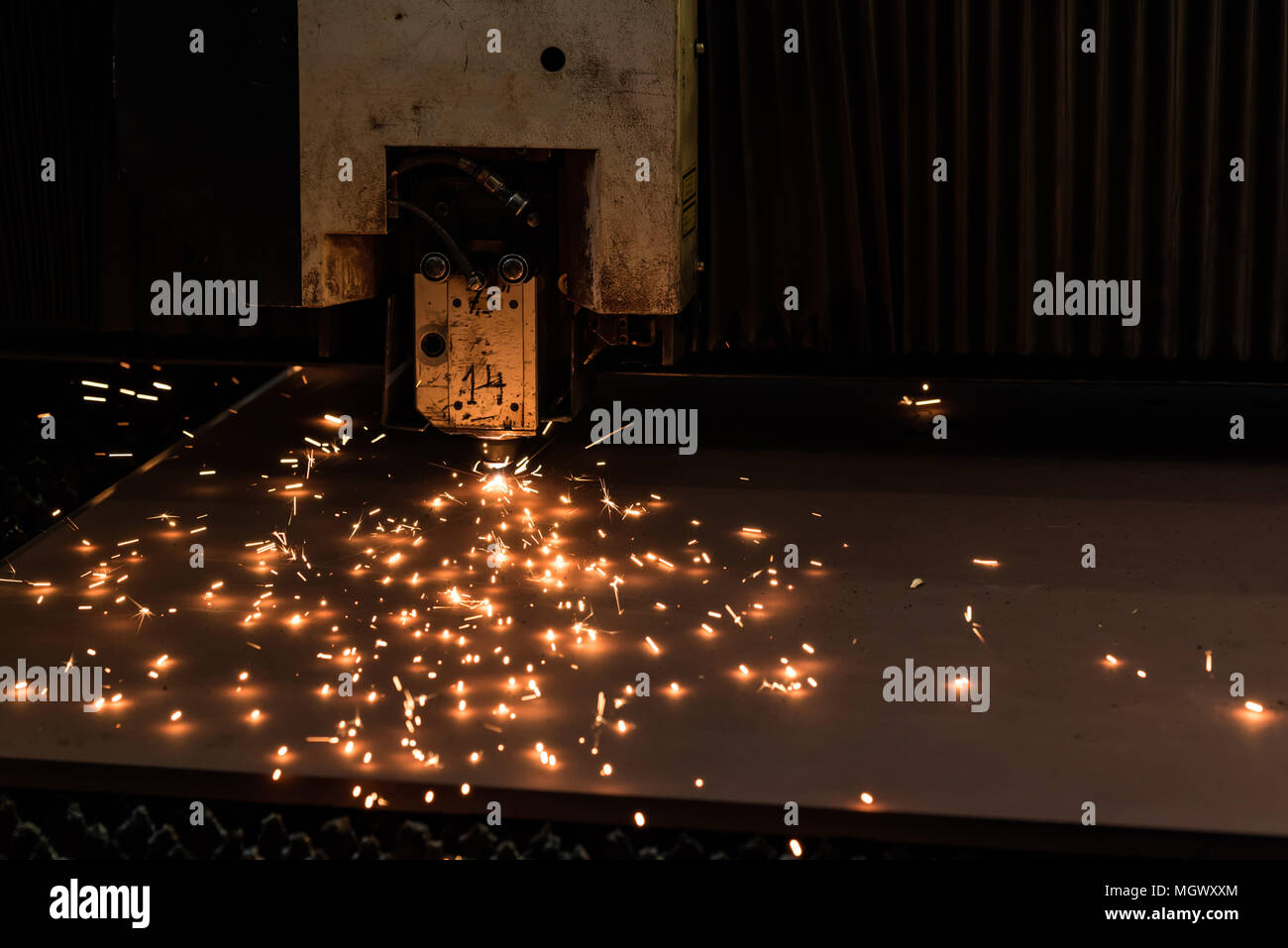 Laser beam cutting machine Stock Photo Alamy