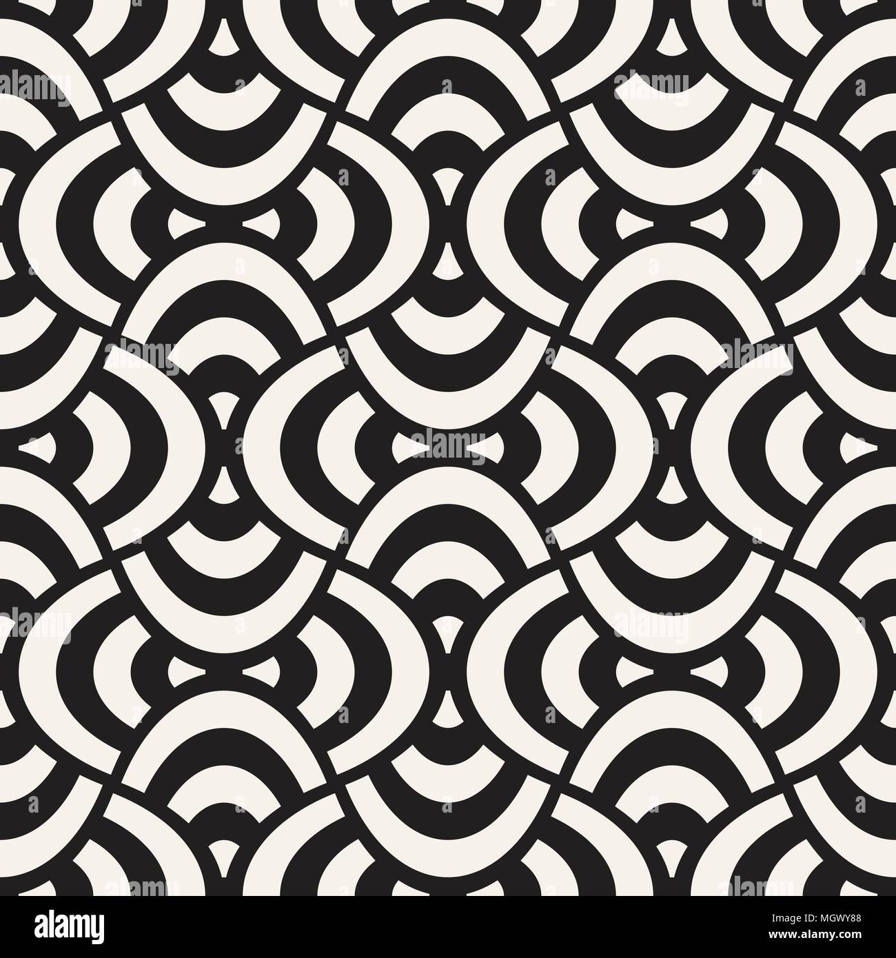 Vector geometric seamless pattern with curved shapes grid. Abstract ...