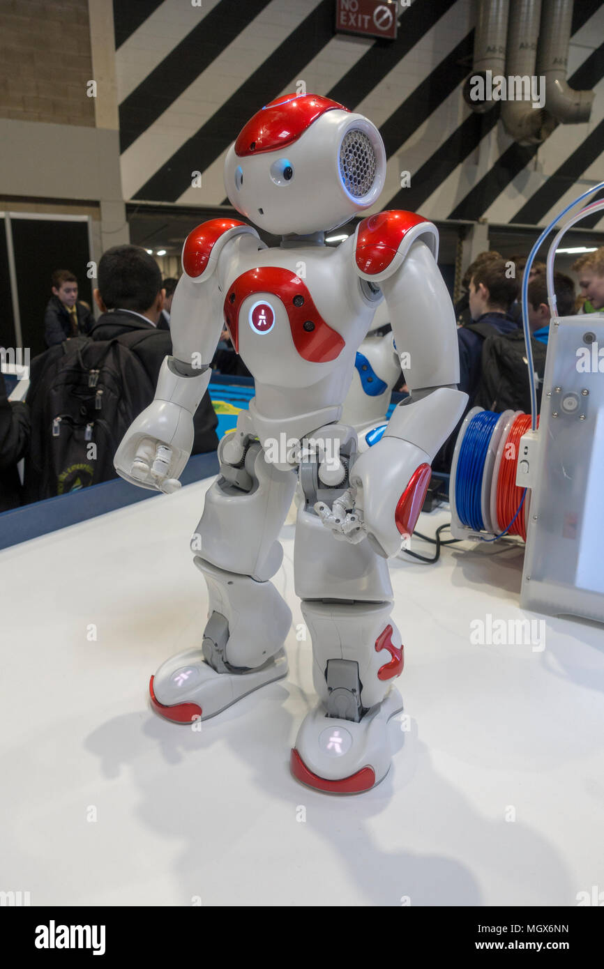 The NAO Robot NAO humanoid robot on display at the The Big Bang Fair at the Birmingham NEC in March 2018. Stock Photo