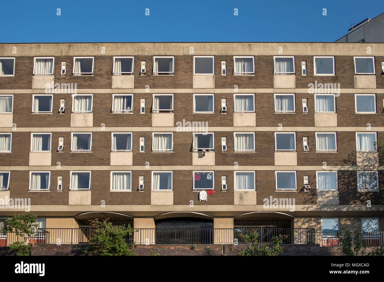 Block of flats along side the Birmingham canal, England, UK, on a very