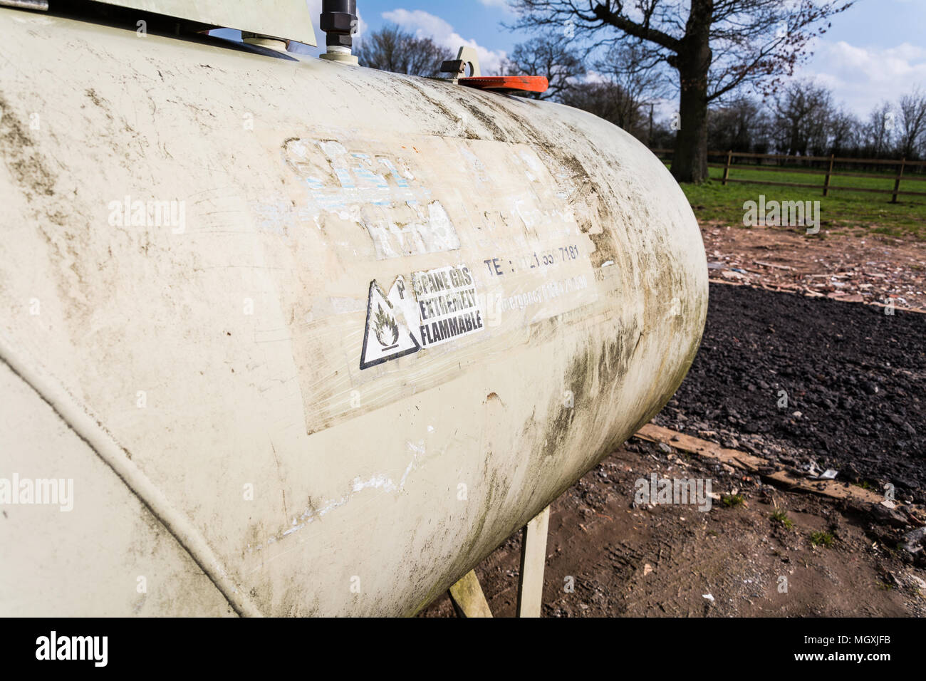 LPG gas (propane / butane) tank serving fuel to a caravan and chalet