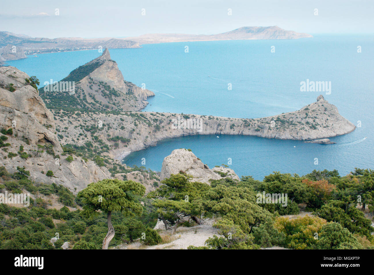Black sea coastline in Crimea, Ukraine Stock Photo