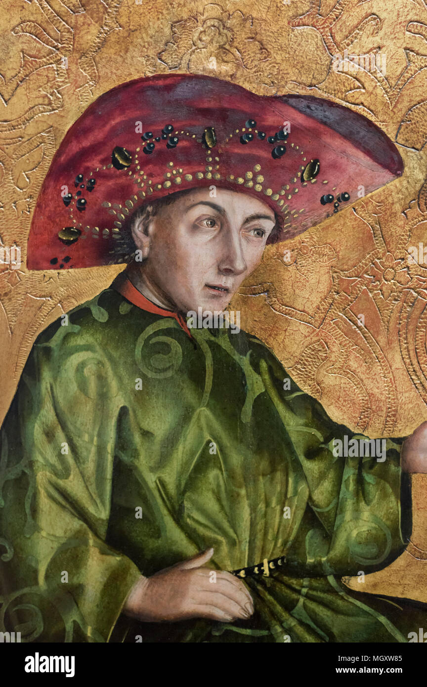 Konrad Witz (ca. 1400-1446), King Solomon (detail) and the Queen of Sheba, ca. 1435/37. Die Königin von Saba vor Salomo. Stock Photo