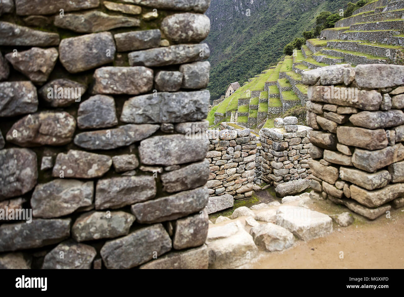 Detail of the Machu Picchu Inca citadel in Peru Stock Photo - Alamy