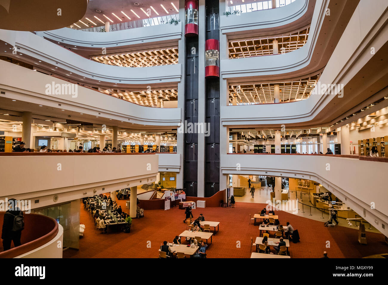 Toronto reference library is designed by Raymond Moriyama and open in 1977 Stock Photo