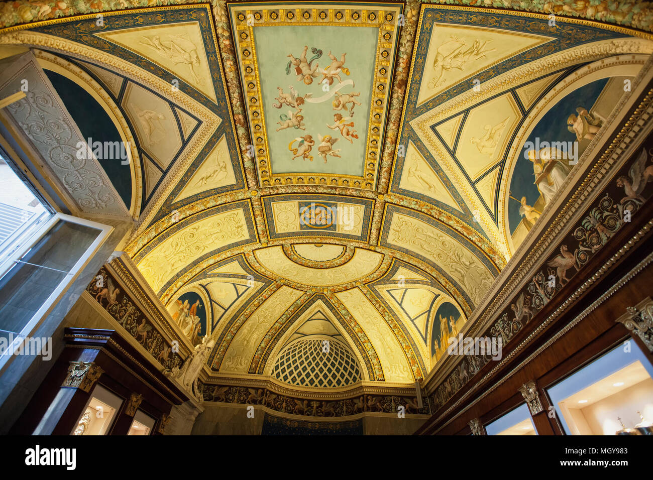 Some Of The Paintings On The Ceilings In The Vatican Museum Stock