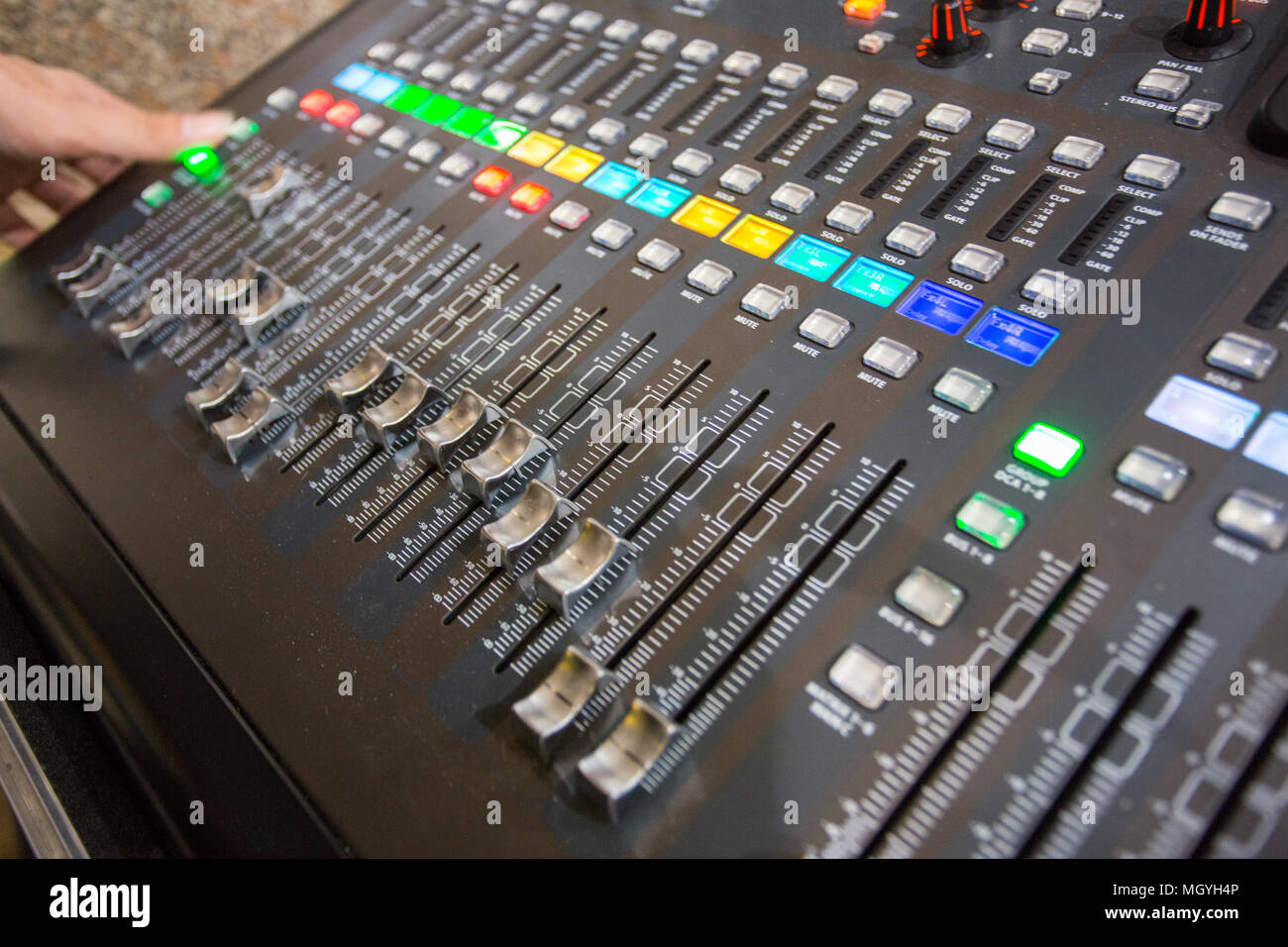 Reading/United Kingdom June 13, 2015 A shiny new audio mixing desk