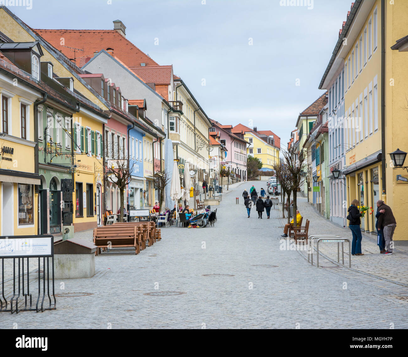MURNAU, GERMANY - MARCH 11: Tourists in the pedestrian area of Murnau, Germany on March 11, 2018. Stock Photo