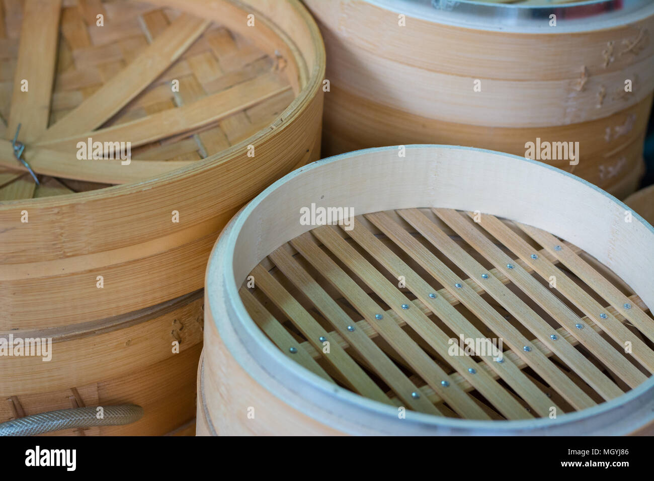 dim sum in bamboo steamer, chinese cuisine Stock Photo