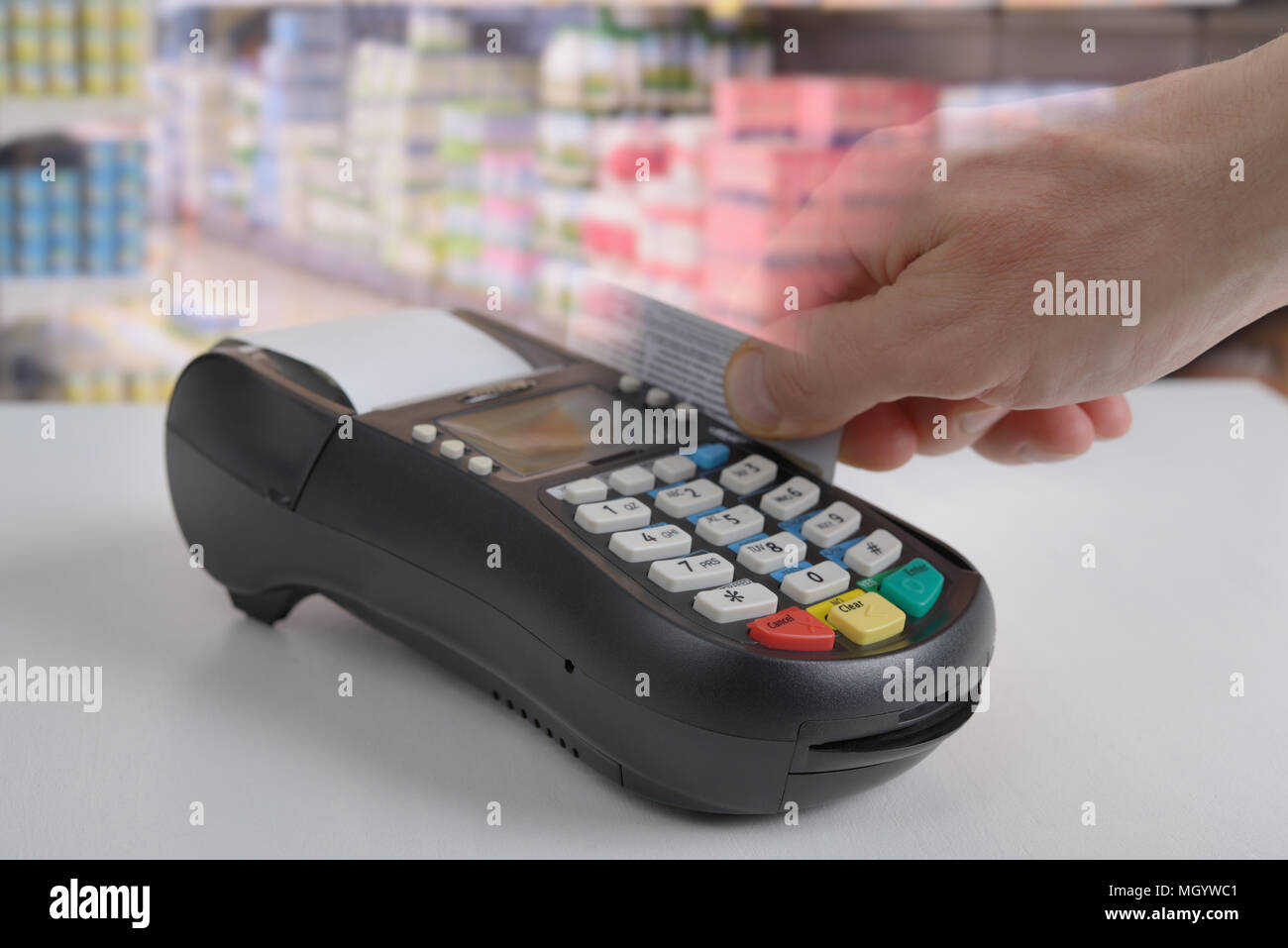 Credit card reader in action Stock Photo Alamy