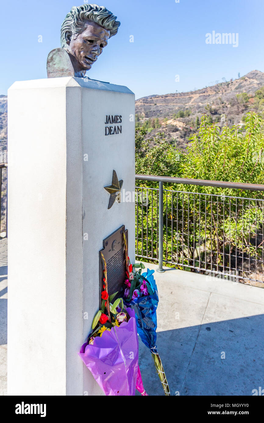 In the sunshine of Griffith Park lies a bust of James Dean, outside the